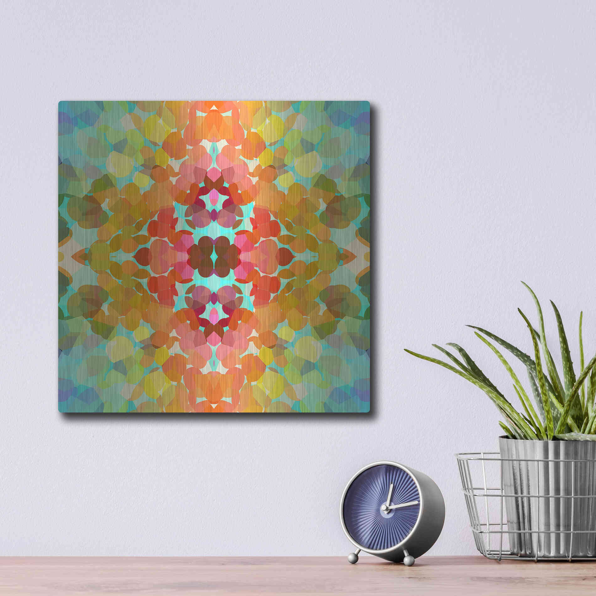 Luxe Metal Art 'Swimming with Colors' by Shandra Smith, Metal Wall Art,12x12