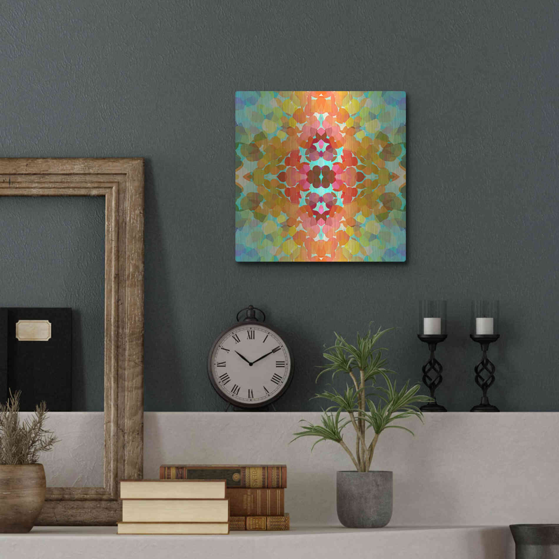 Luxe Metal Art 'Swimming with Colors' by Shandra Smith, Metal Wall Art,12x12