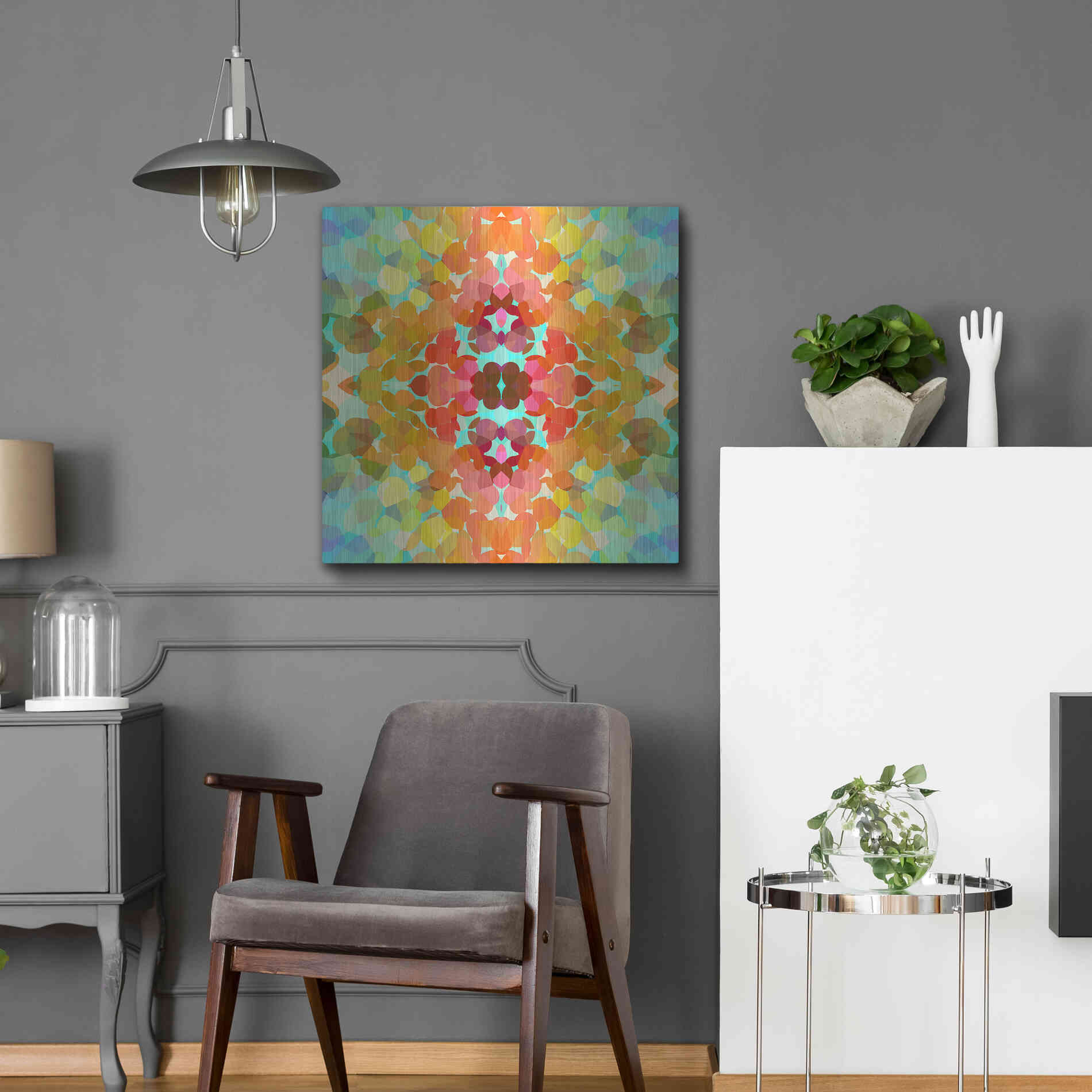 Luxe Metal Art 'Swimming with Colors' by Shandra Smith, Metal Wall Art,24x24