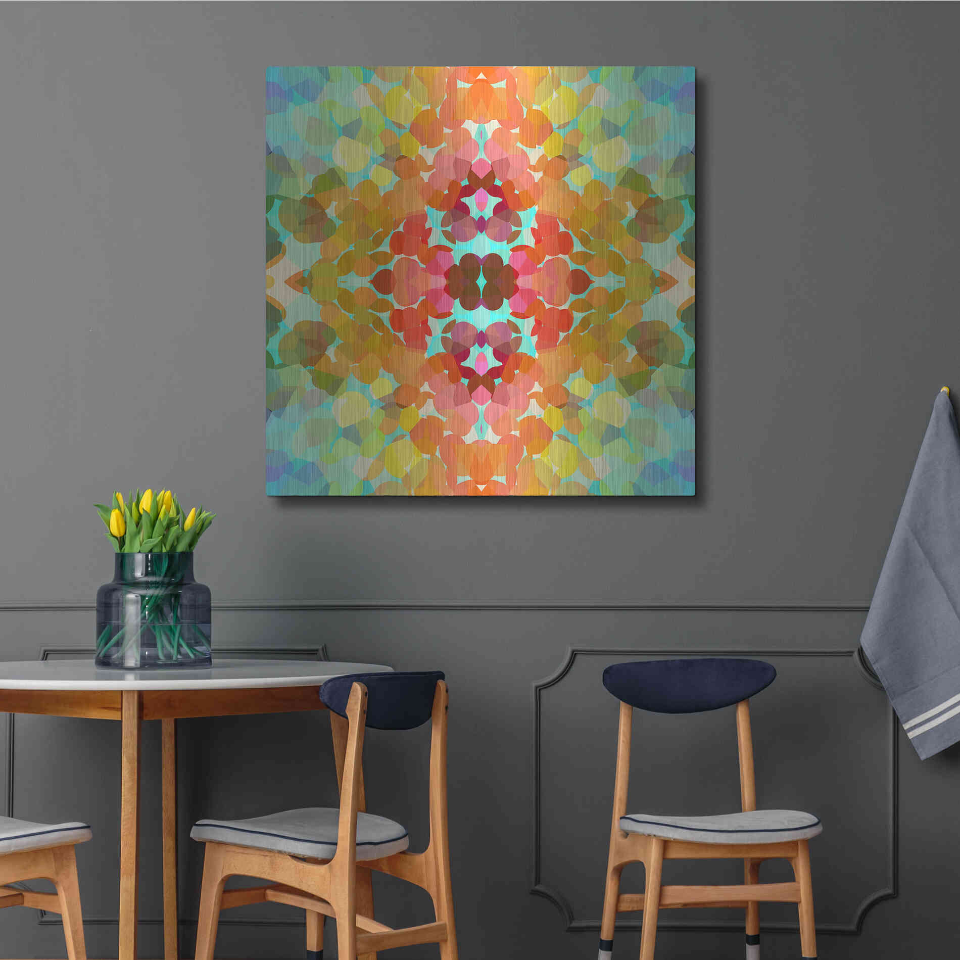 Luxe Metal Art 'Swimming with Colors' by Shandra Smith, Metal Wall Art,36x36