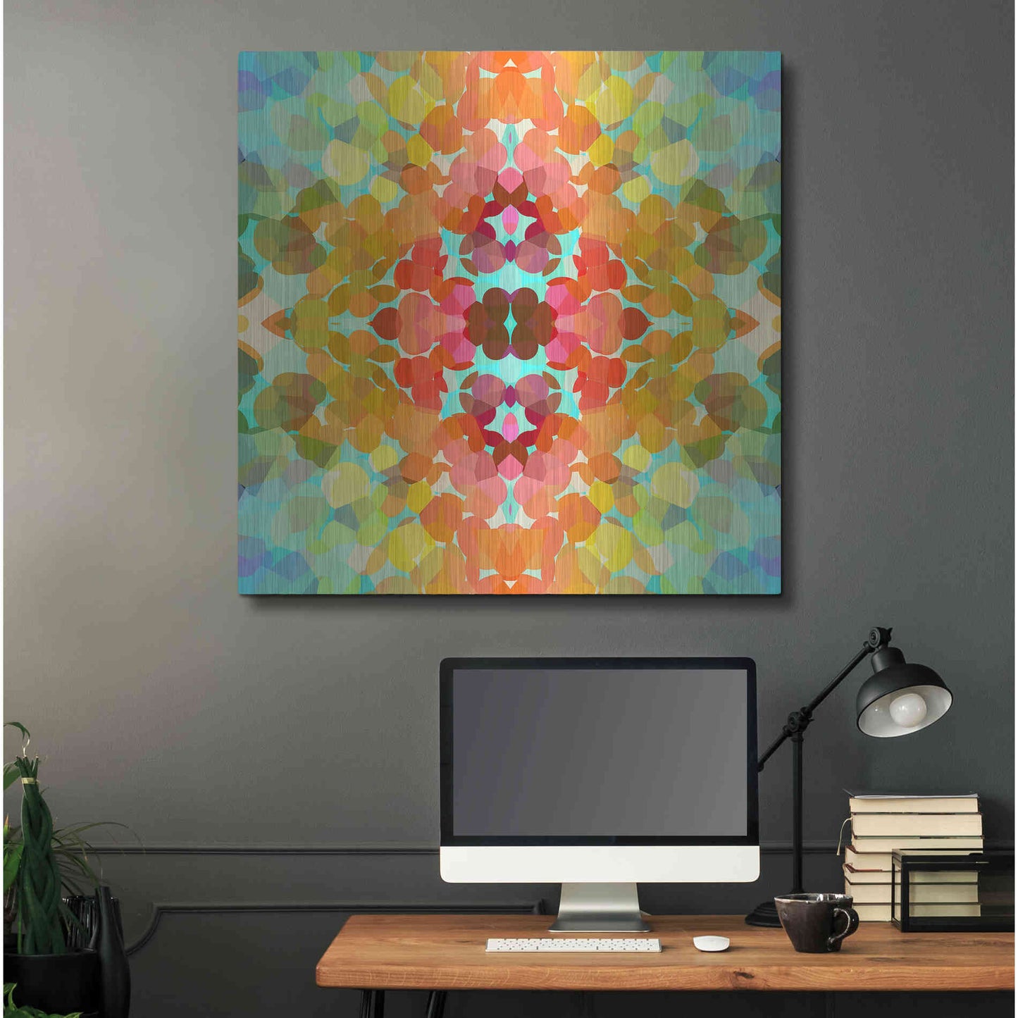 Luxe Metal Art 'Swimming with Colors' by Shandra Smith, Metal Wall Art,36x36