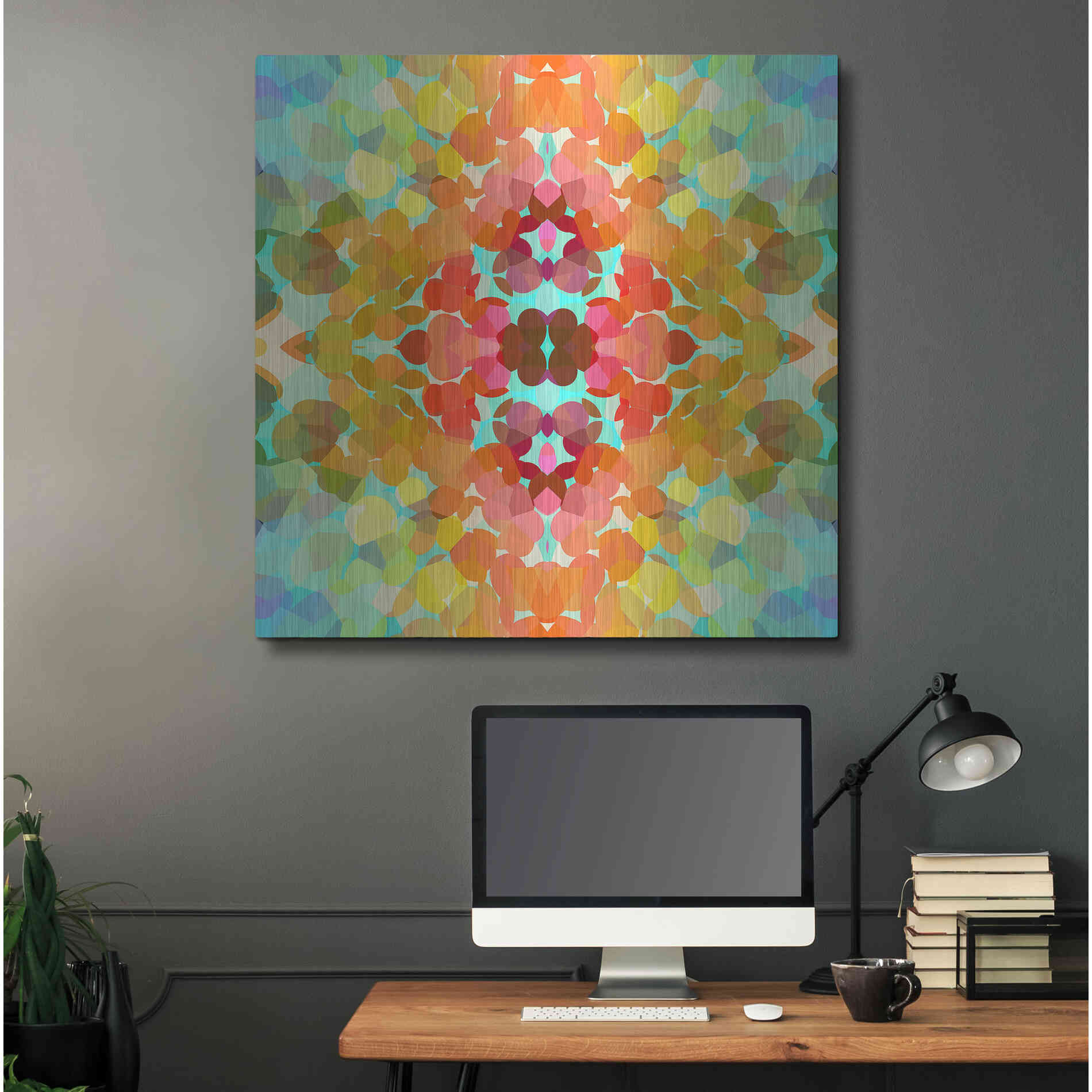 Luxe Metal Art 'Swimming with Colors' by Shandra Smith, Metal Wall Art,36x36