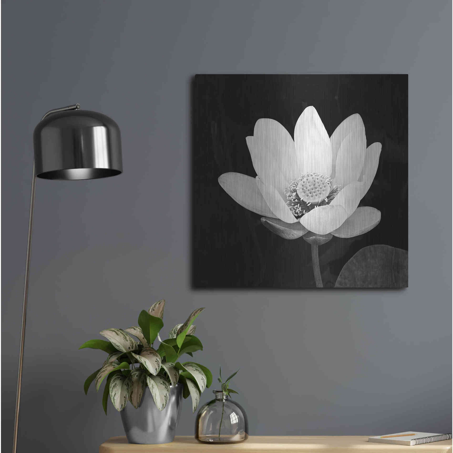 Luxe Metal Art 'Lotus Flower I' by Debra Van Swearingen, Metal Wall Art,24x24