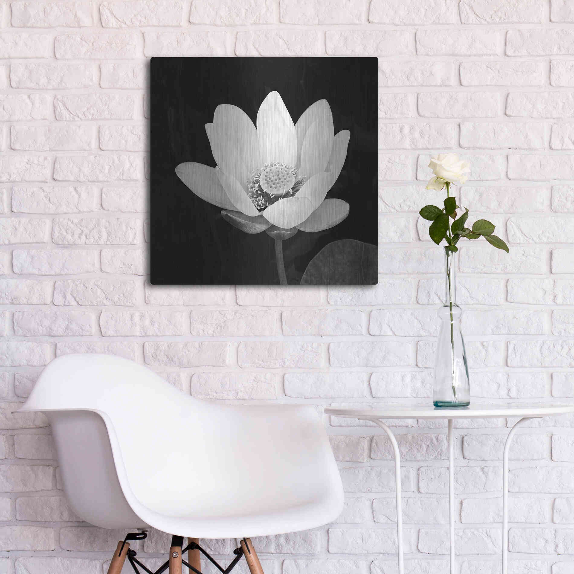 Luxe Metal Art 'Lotus Flower I' by Debra Van Swearingen, Metal Wall Art,24x24