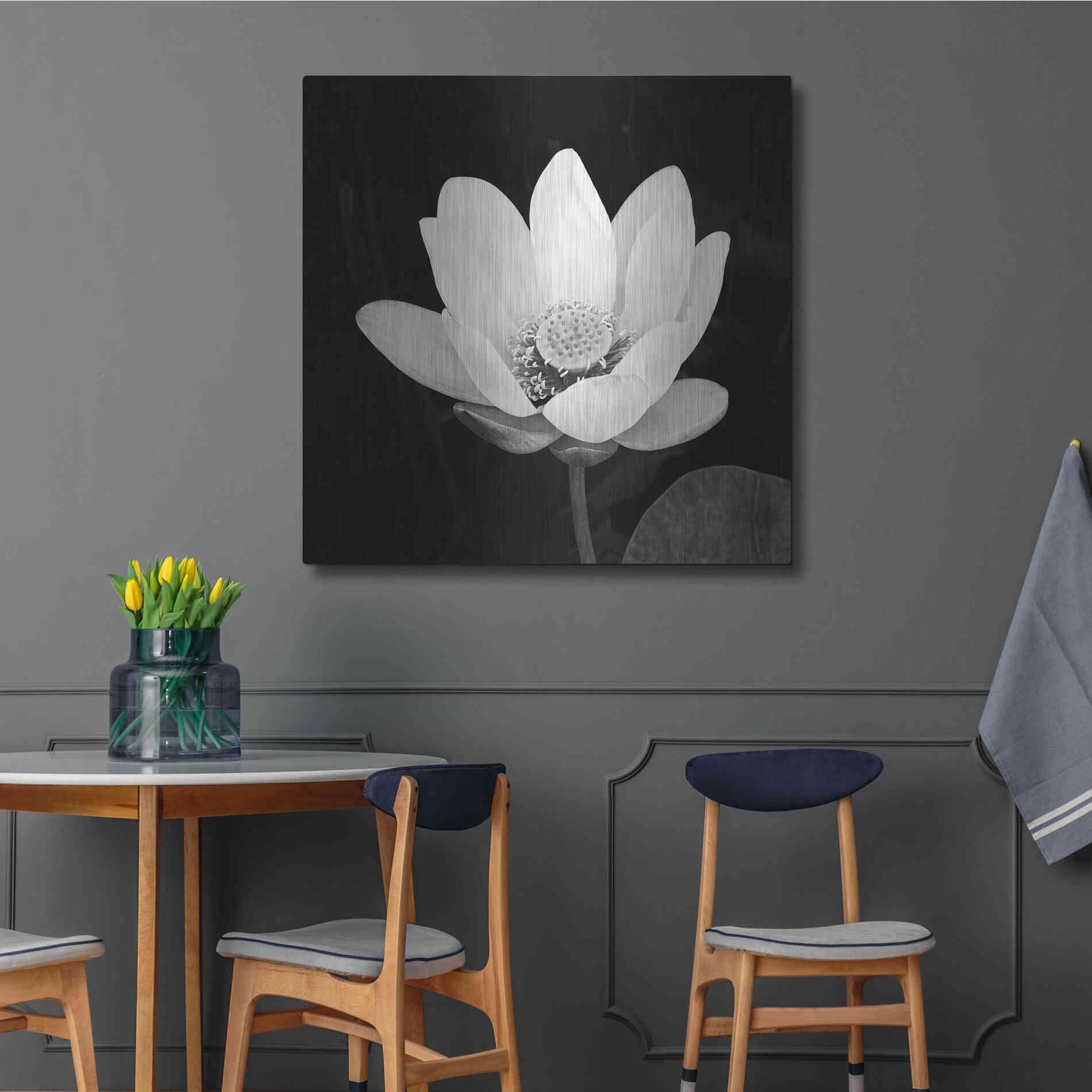 Luxe Metal Art 'Lotus Flower I' by Debra Van Swearingen, Metal Wall Art,36x36