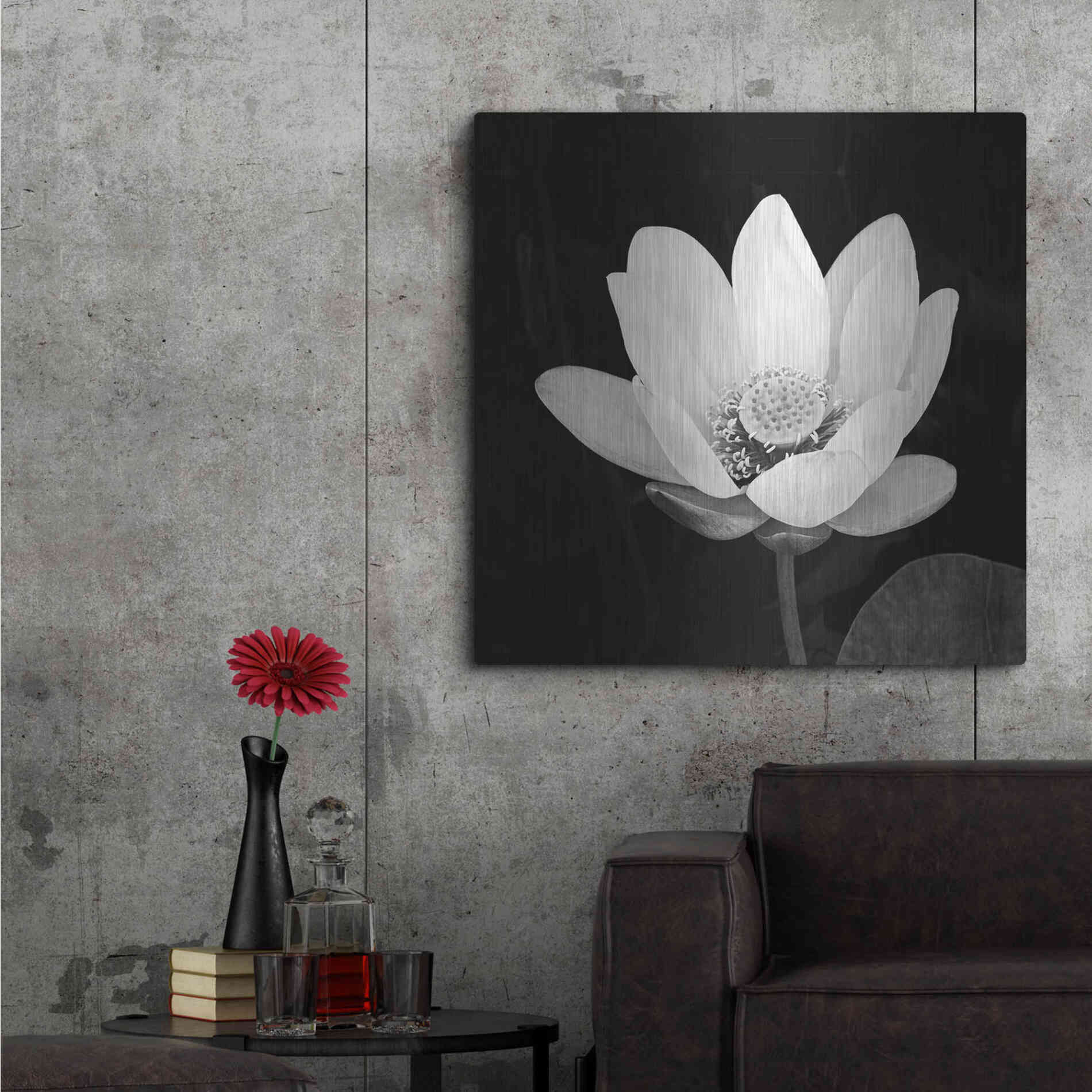 Luxe Metal Art 'Lotus Flower I' by Debra Van Swearingen, Metal Wall Art,36x36