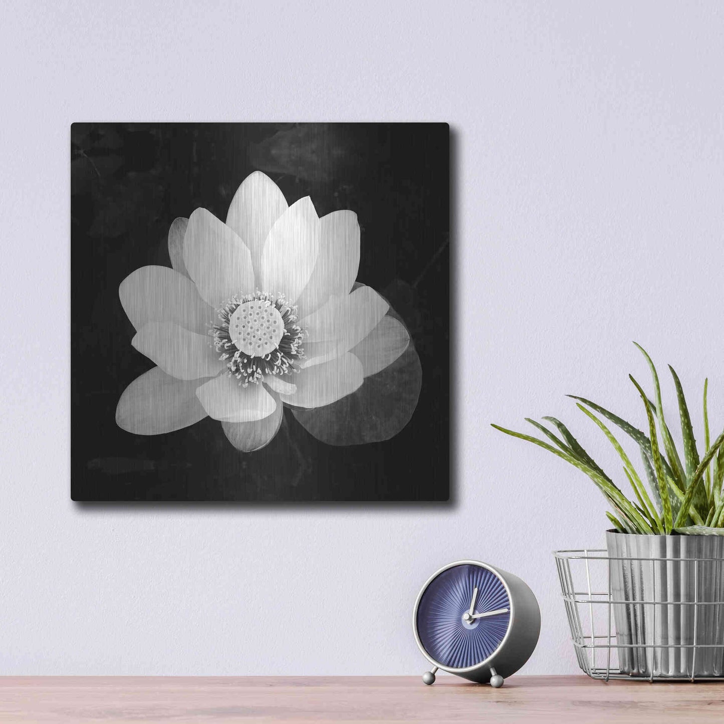 Luxe Metal Art 'Lotus Flower II' by Debra Van Swearingen, Metal Wall Art,12x12