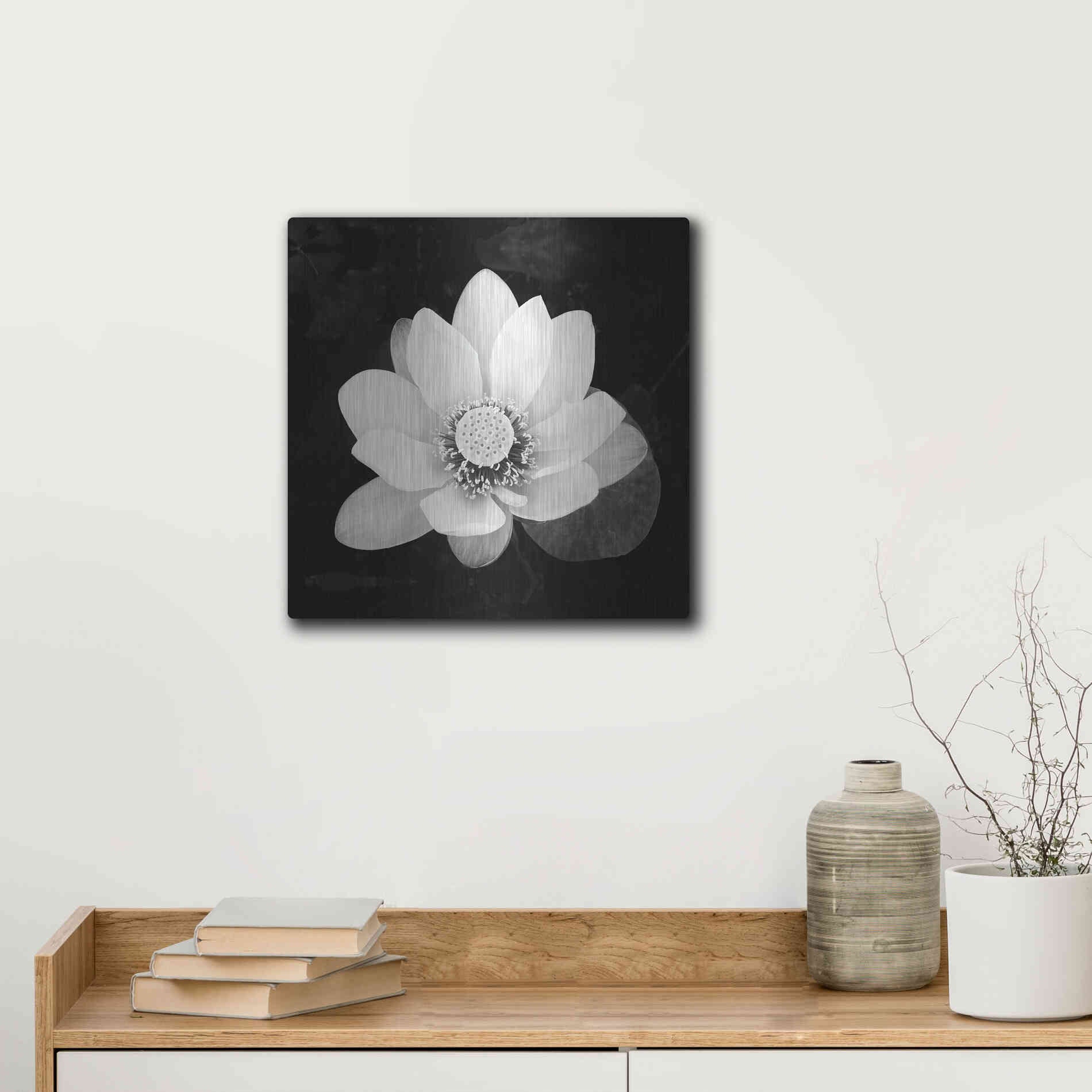Luxe Metal Art 'Lotus Flower II' by Debra Van Swearingen, Metal Wall Art,12x12