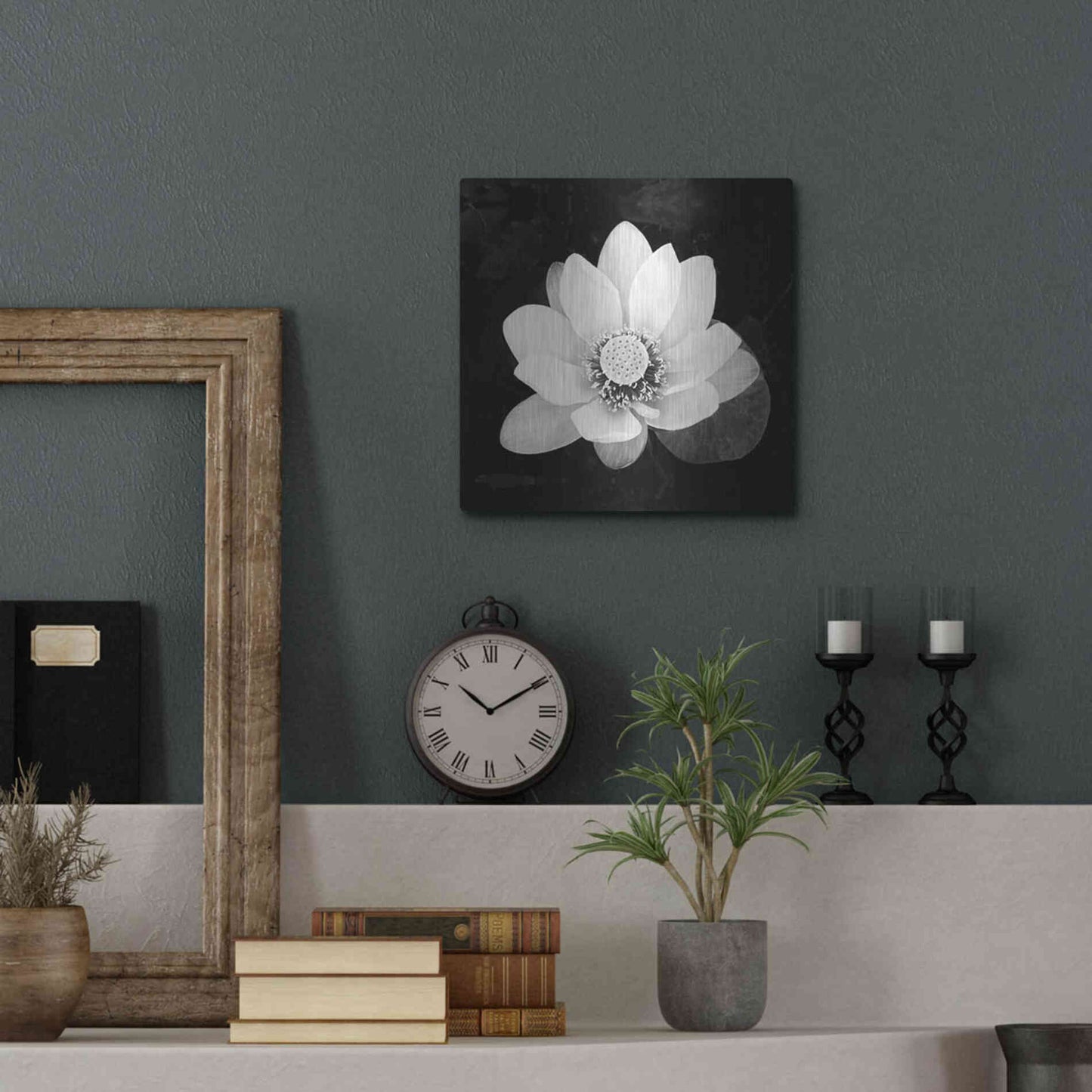 Luxe Metal Art 'Lotus Flower II' by Debra Van Swearingen, Metal Wall Art,12x12