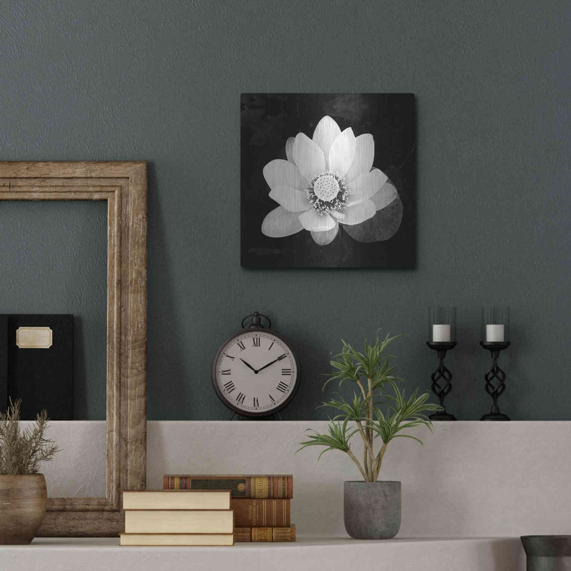 Luxe Metal Art 'Lotus Flower II' by Debra Van Swearingen, Metal Wall Art,12x12