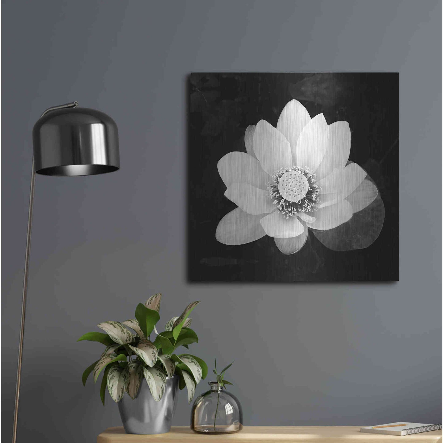 Luxe Metal Art 'Lotus Flower II' by Debra Van Swearingen, Metal Wall Art,24x24