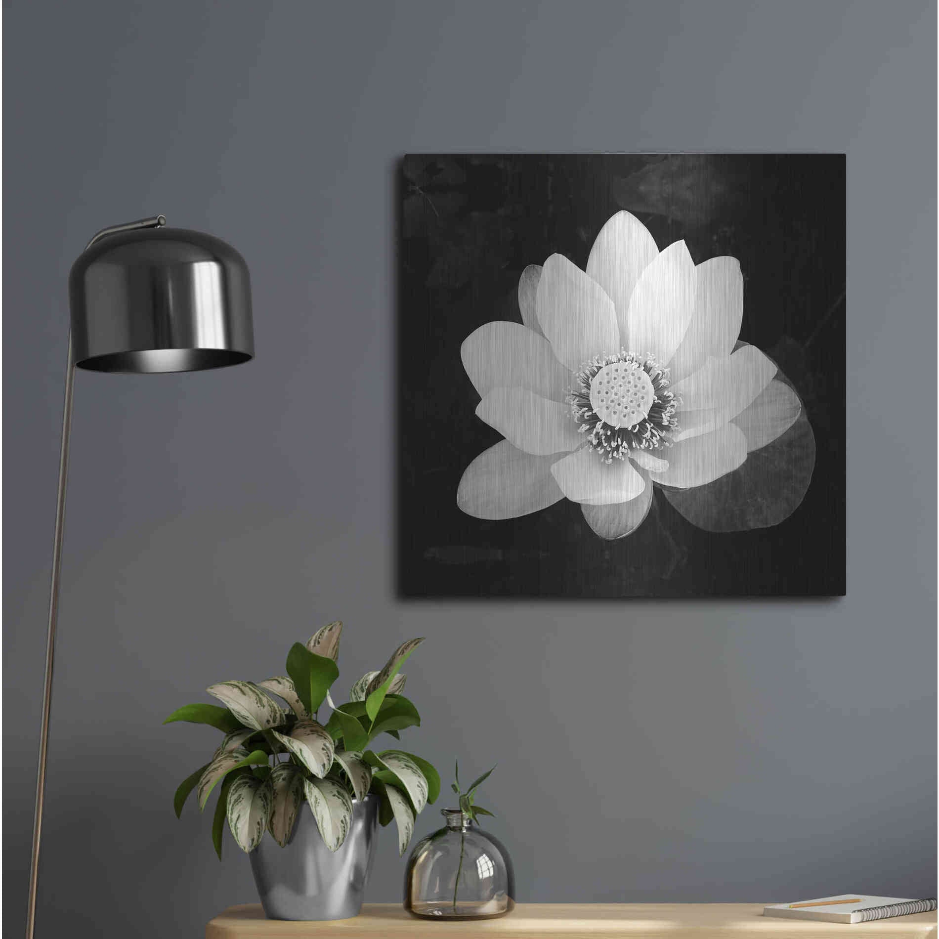 Luxe Metal Art 'Lotus Flower II' by Debra Van Swearingen, Metal Wall Art,24x24