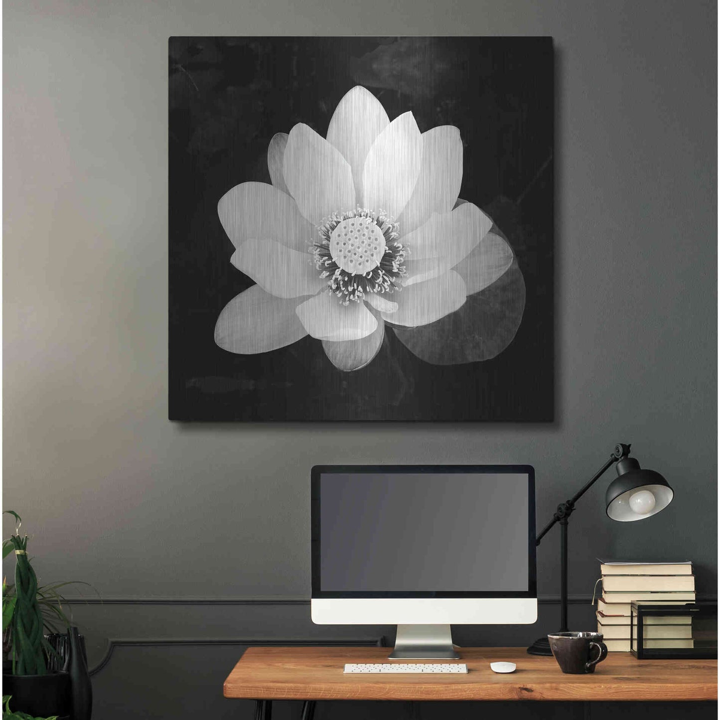 Luxe Metal Art 'Lotus Flower II' by Debra Van Swearingen, Metal Wall Art,36x36