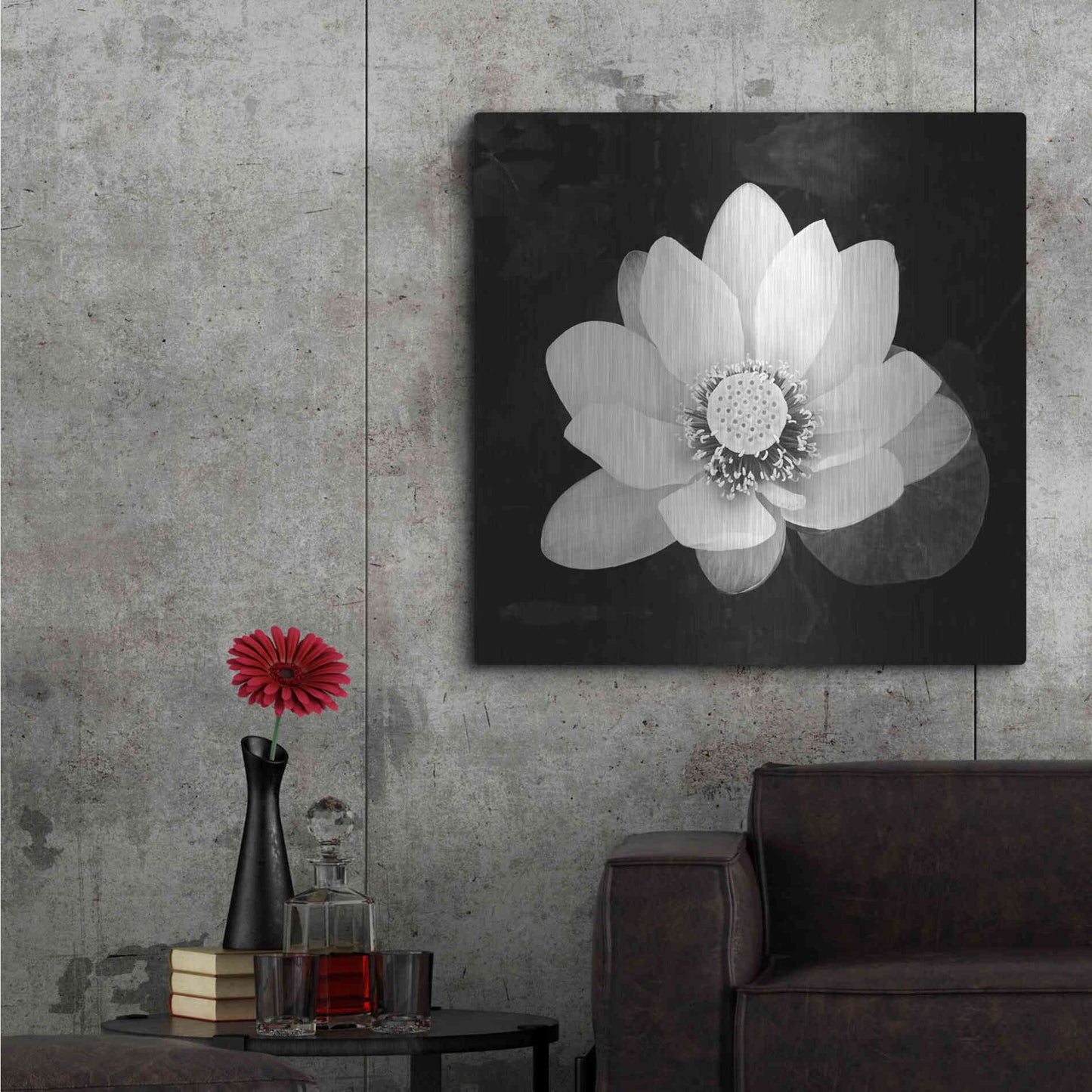 Luxe Metal Art 'Lotus Flower II' by Debra Van Swearingen, Metal Wall Art,36x36