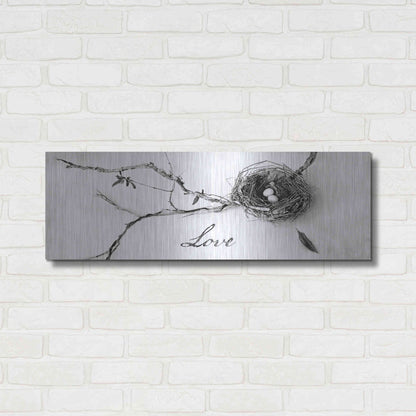 Luxe Metal Art 'Nest and Branch Love' by Debra Van Swearingen, Metal Wall Art,36x12