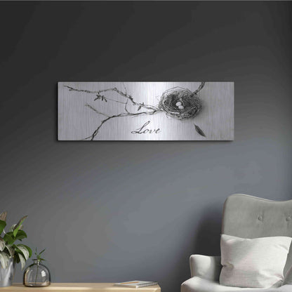 Luxe Metal Art 'Nest and Branch Love' by Debra Van Swearingen, Metal Wall Art,36x12