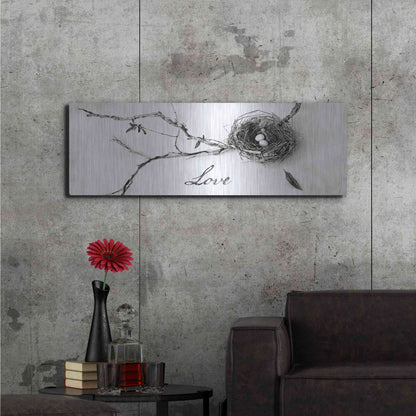Luxe Metal Art 'Nest and Branch Love' by Debra Van Swearingen, Metal Wall Art,48x16