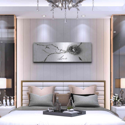 Luxe Metal Art 'Nest and Branch Love' by Debra Van Swearingen, Metal Wall Art,48x16