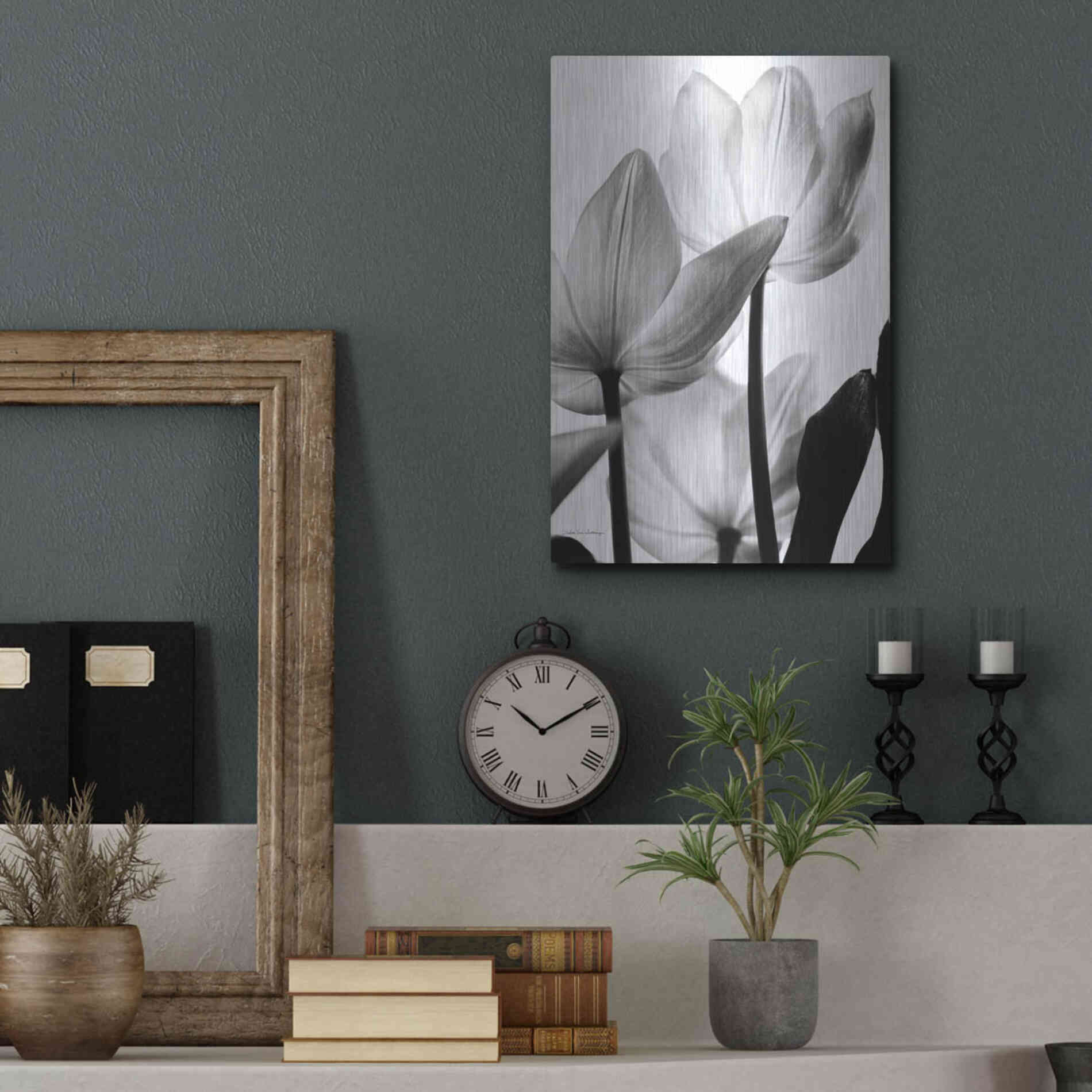 Luxe Metal Art 'Translucent Tulips III' by Debra Van Swearingen, Metal Wall Art,12x16