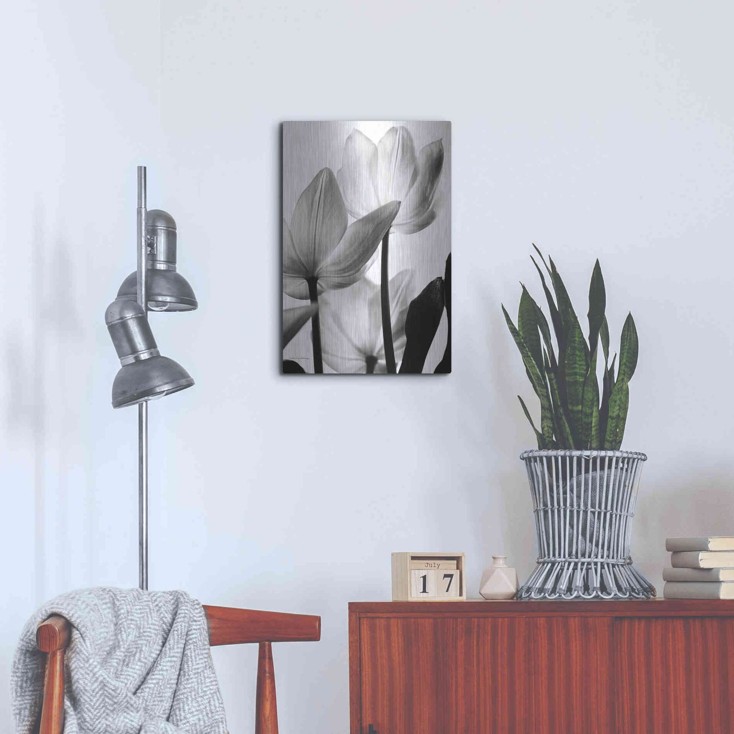 Luxe Metal Art 'Translucent Tulips III' by Debra Van Swearingen, Metal Wall Art,16x24
