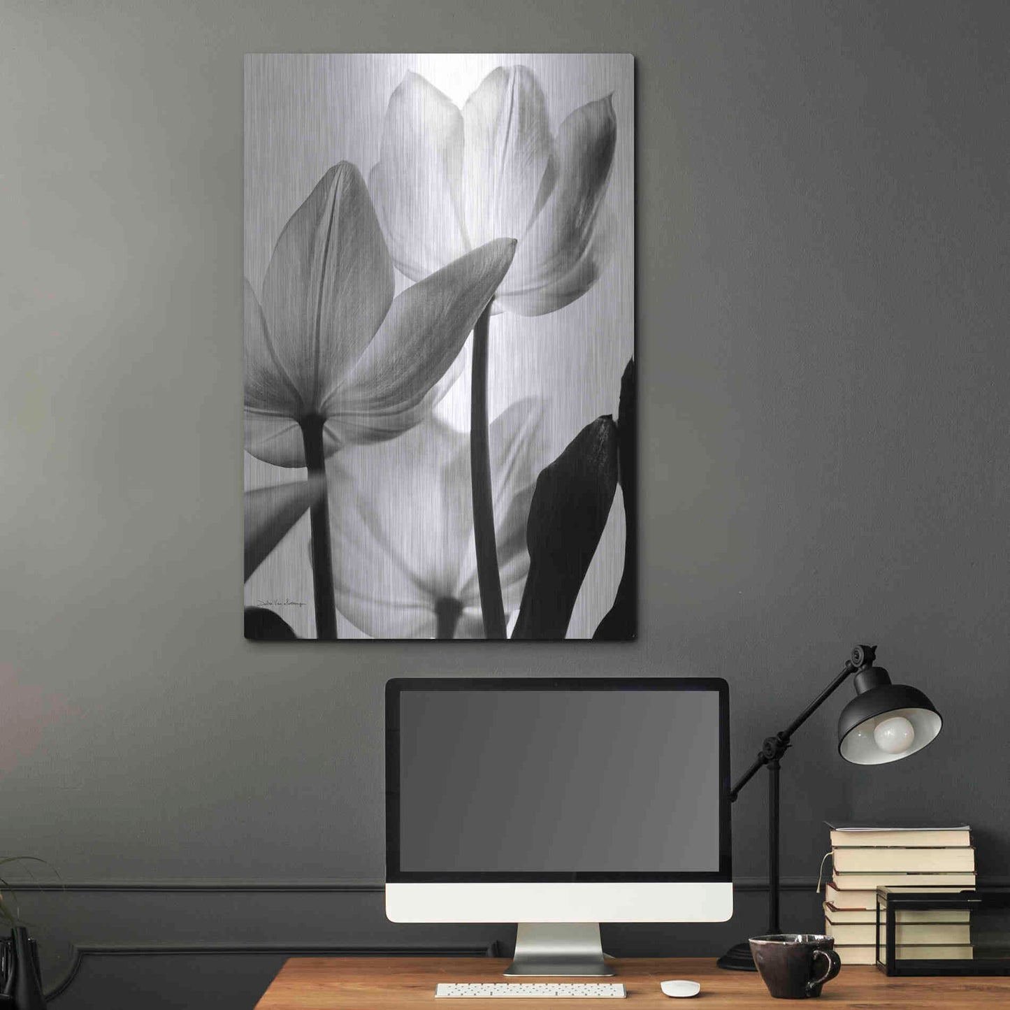 Luxe Metal Art 'Translucent Tulips III' by Debra Van Swearingen, Metal Wall Art,24x36