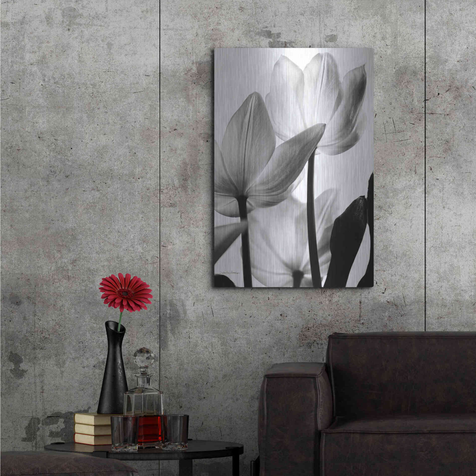 Luxe Metal Art 'Translucent Tulips III' by Debra Van Swearingen, Metal Wall Art,24x36