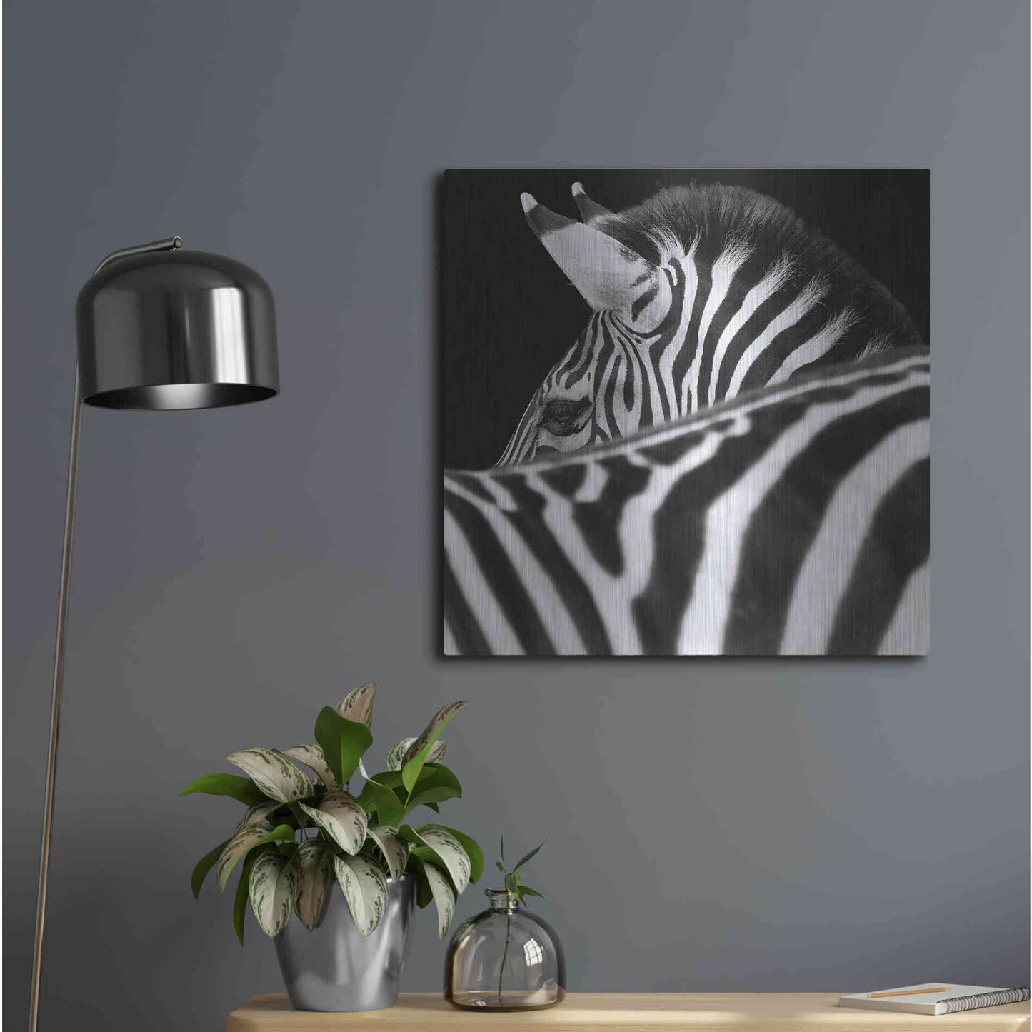 Luxe Metal Art 'Zebra III' by Debra Van Swearingen, Metal Wall Art,24x24
