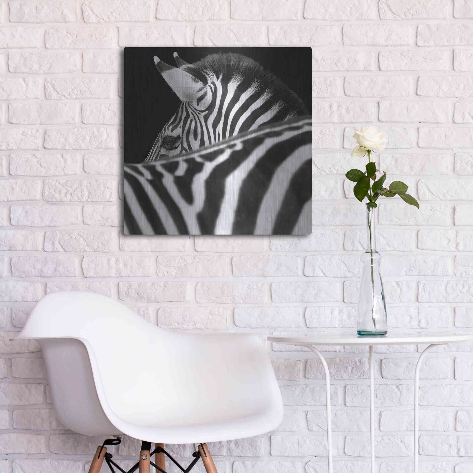 Luxe Metal Art 'Zebra III' by Debra Van Swearingen, Metal Wall Art,24x24
