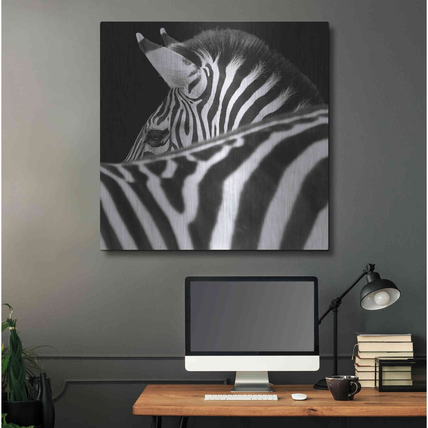 Luxe Metal Art 'Zebra III' by Debra Van Swearingen, Metal Wall Art,36x36