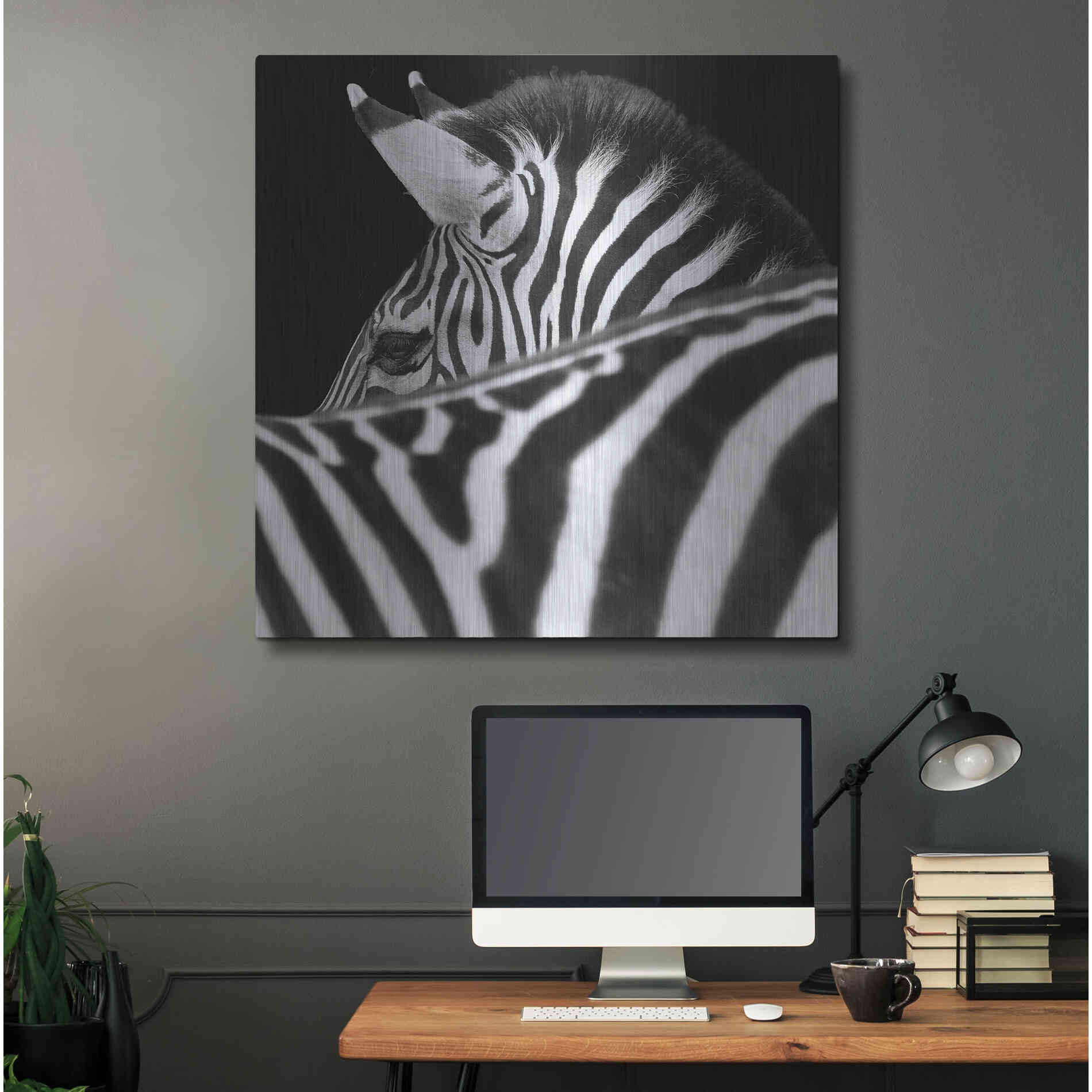 Luxe Metal Art 'Zebra III' by Debra Van Swearingen, Metal Wall Art,36x36