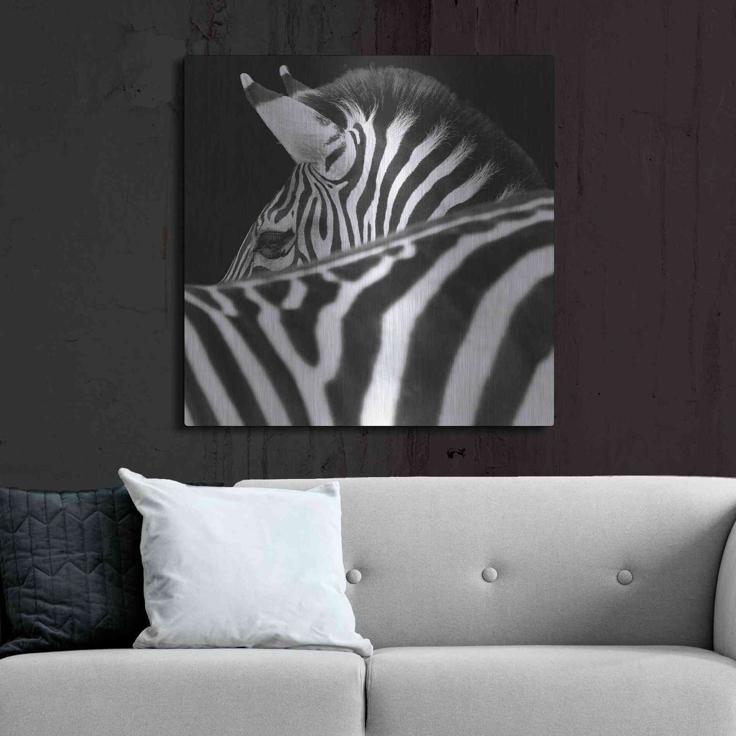 Luxe Metal Art 'Zebra III' by Debra Van Swearingen, Metal Wall Art,36x36