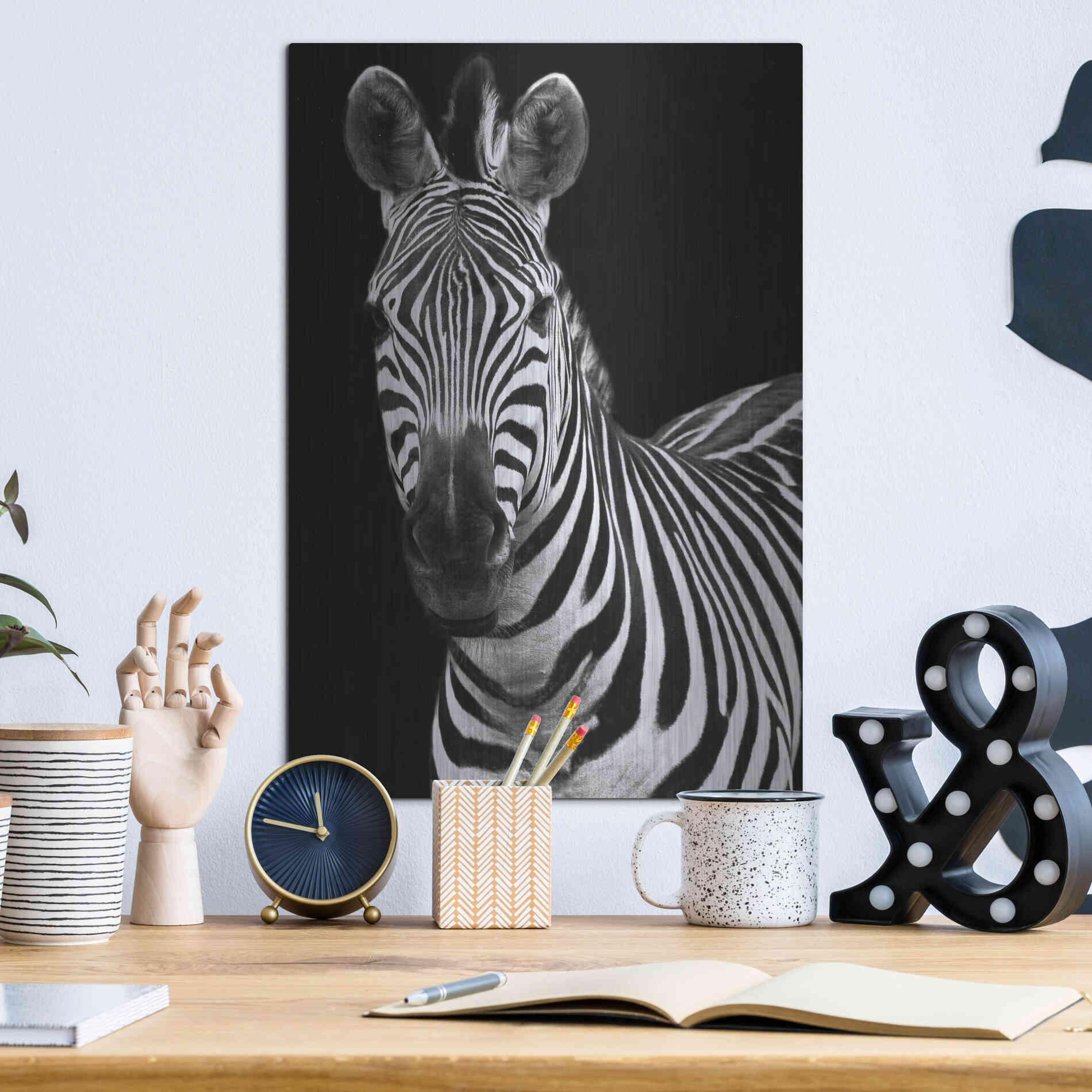 Luxe Metal Art 'Zebra II' by Debra Van Swearingen, Metal Wall Art,12x16