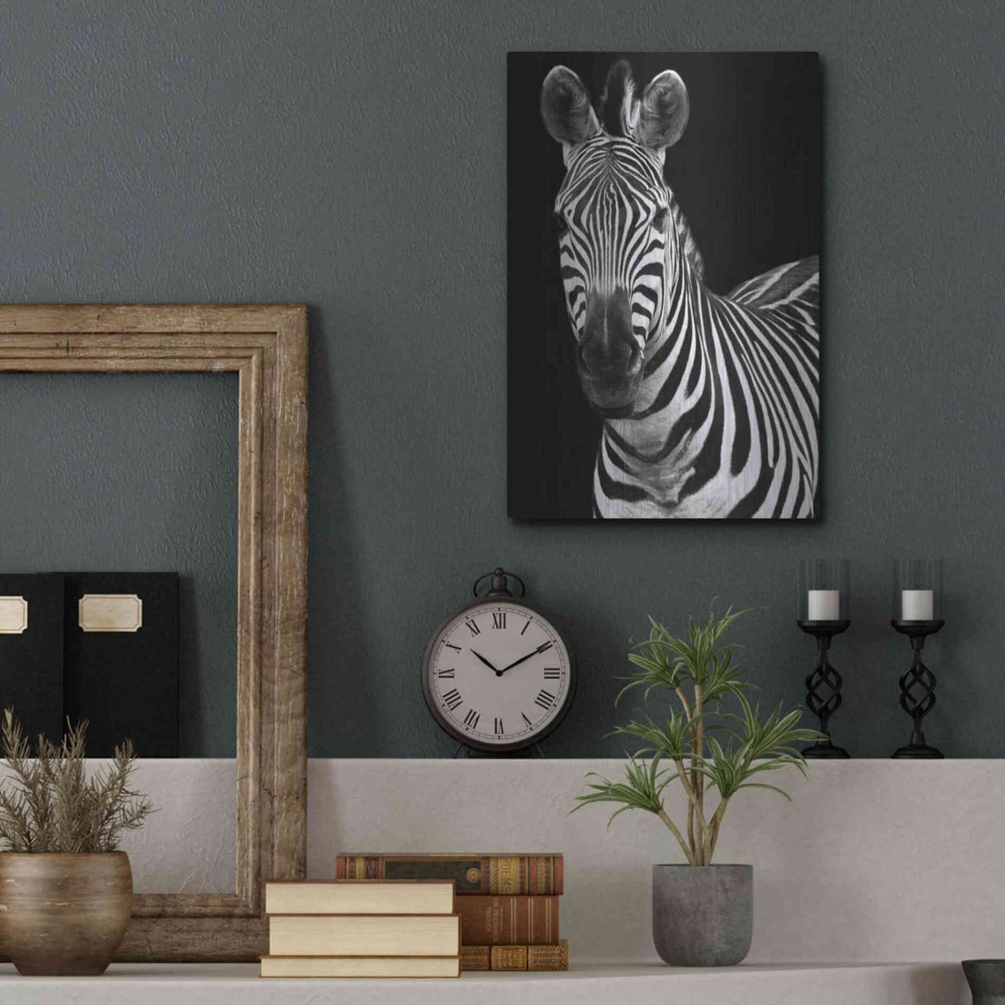 Luxe Metal Art 'Zebra II' by Debra Van Swearingen, Metal Wall Art,12x16