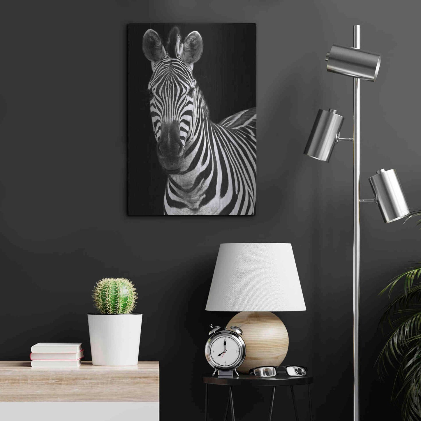 Luxe Metal Art 'Zebra II' by Debra Van Swearingen, Metal Wall Art,16x24