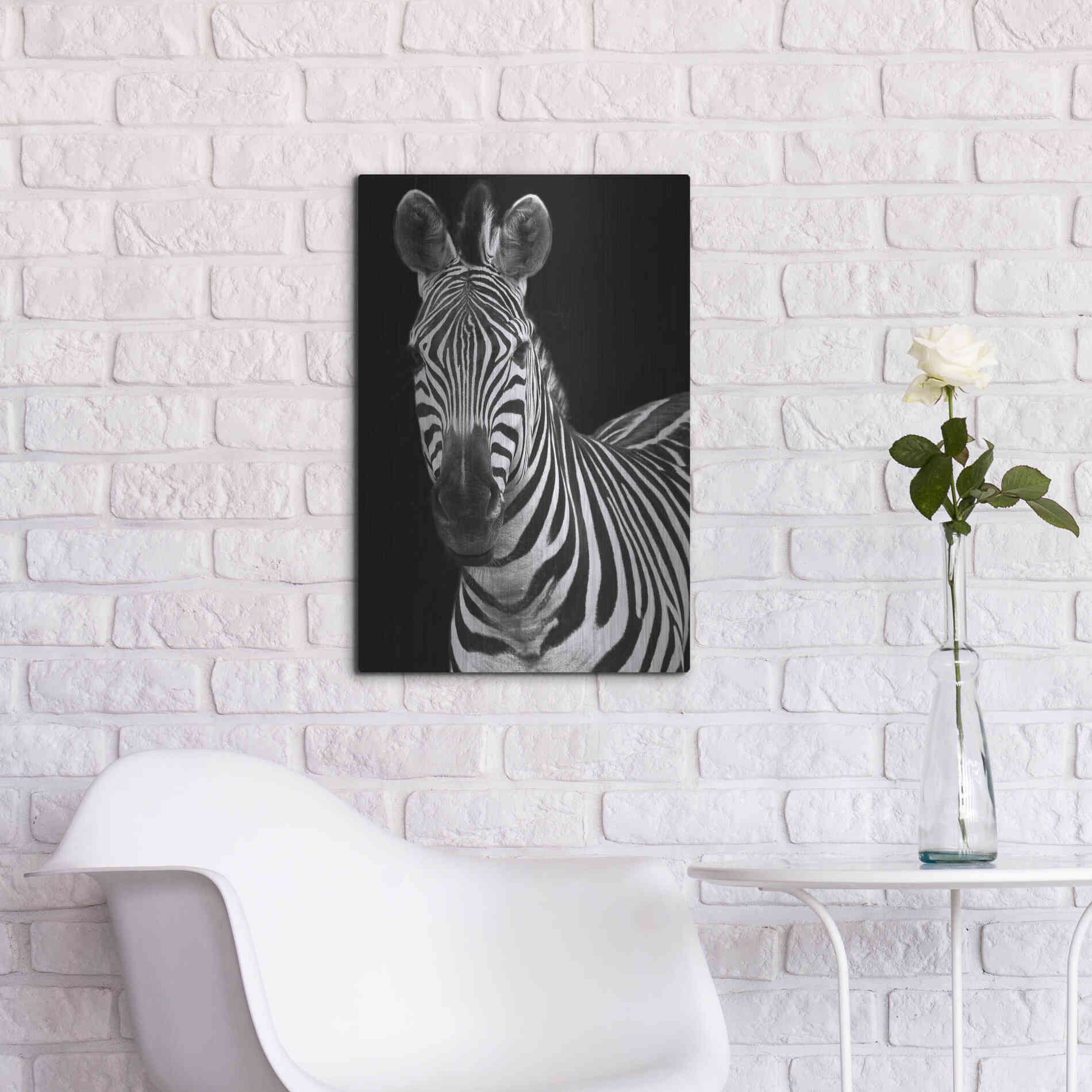 Luxe Metal Art 'Zebra II' by Debra Van Swearingen, Metal Wall Art,16x24