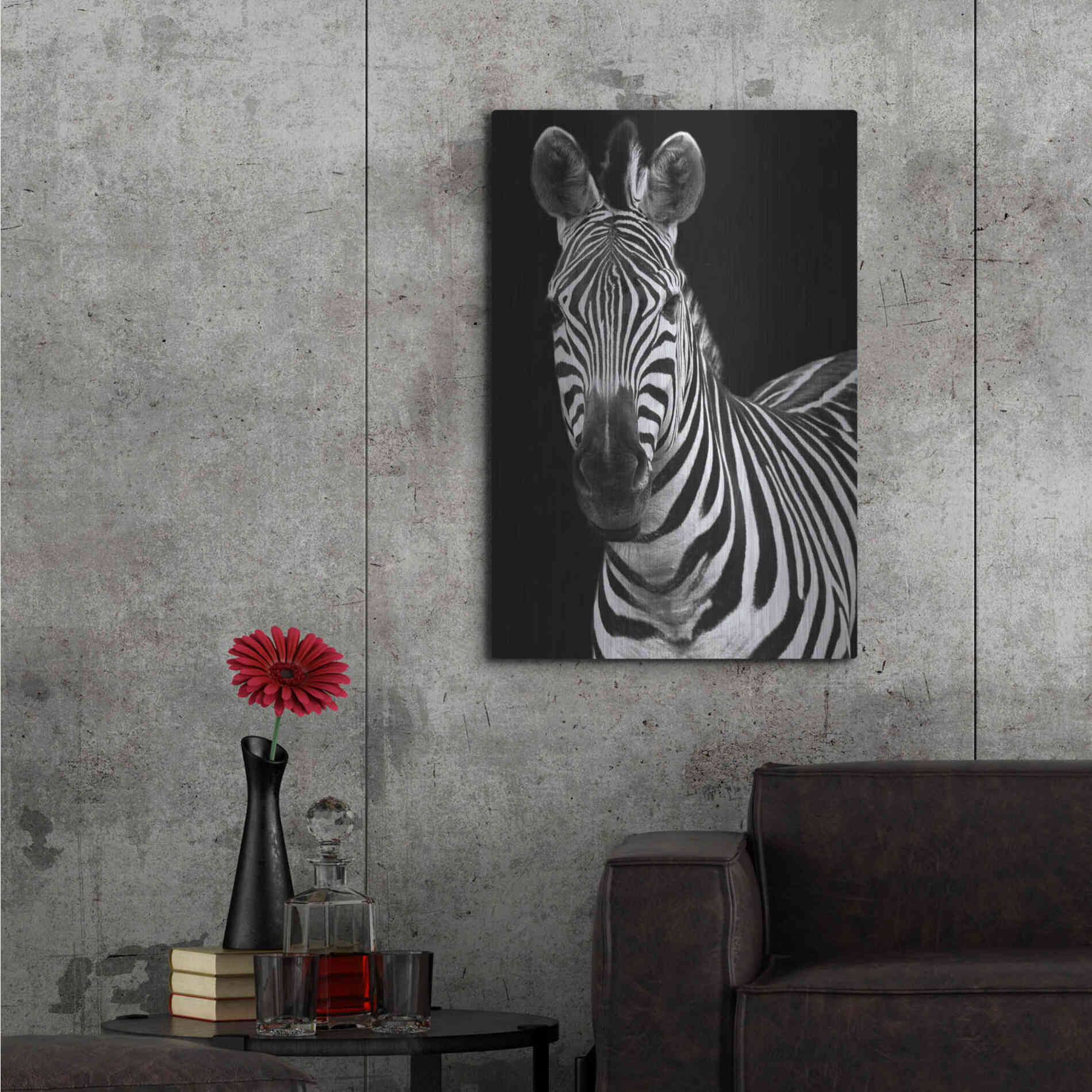 Luxe Metal Art 'Zebra II' by Debra Van Swearingen, Metal Wall Art,24x36