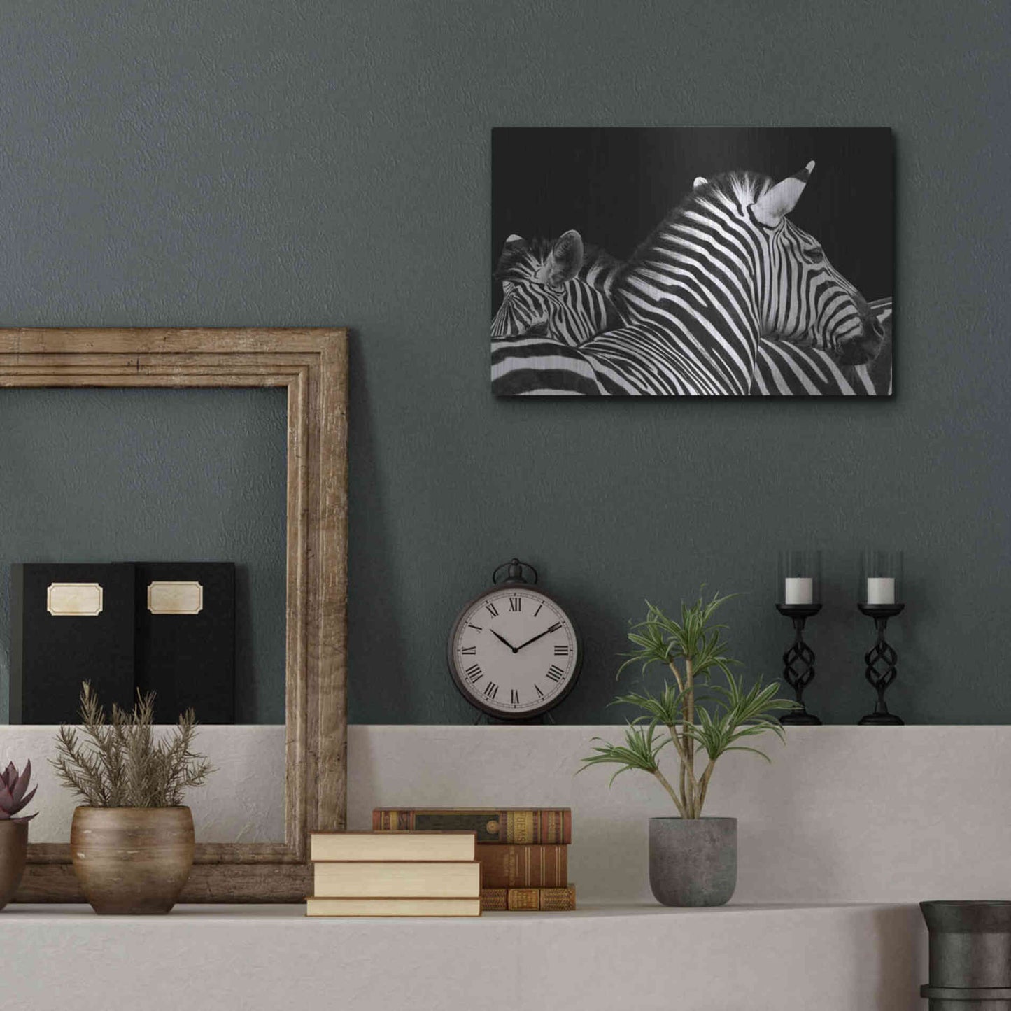 Luxe Metal Art 'Zebra I' by Debra Van Swearingen, Metal Wall Art,16x12