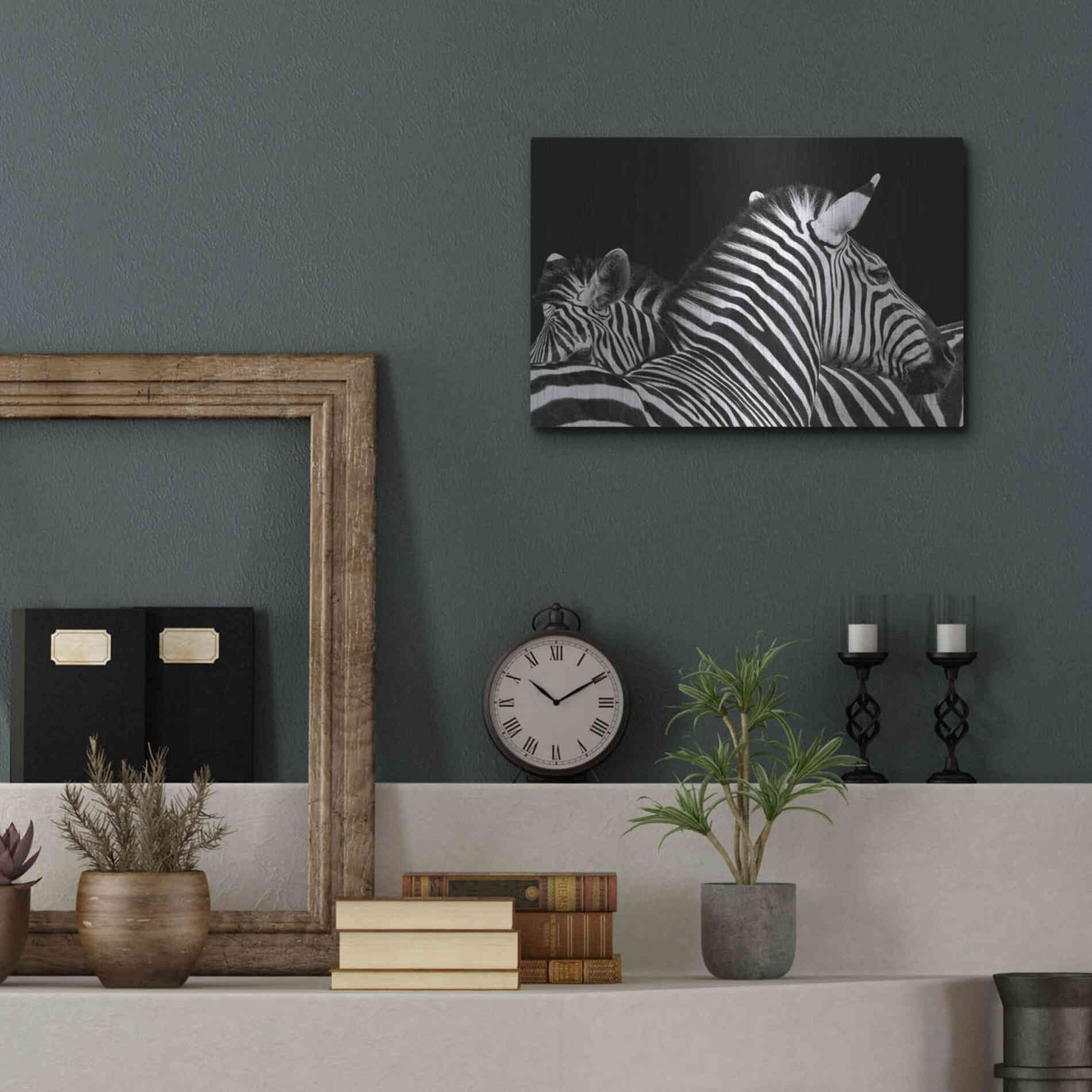 Luxe Metal Art 'Zebra I' by Debra Van Swearingen, Metal Wall Art,16x12