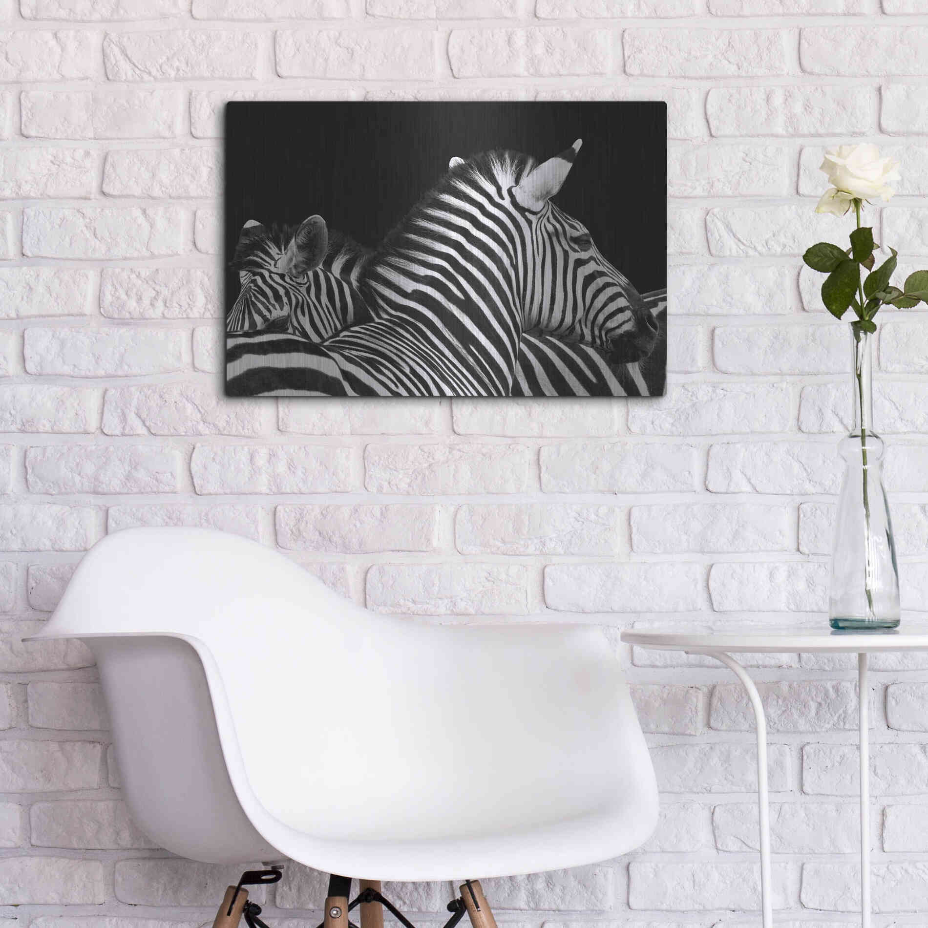 Luxe Metal Art 'Zebra I' by Debra Van Swearingen, Metal Wall Art,24x16