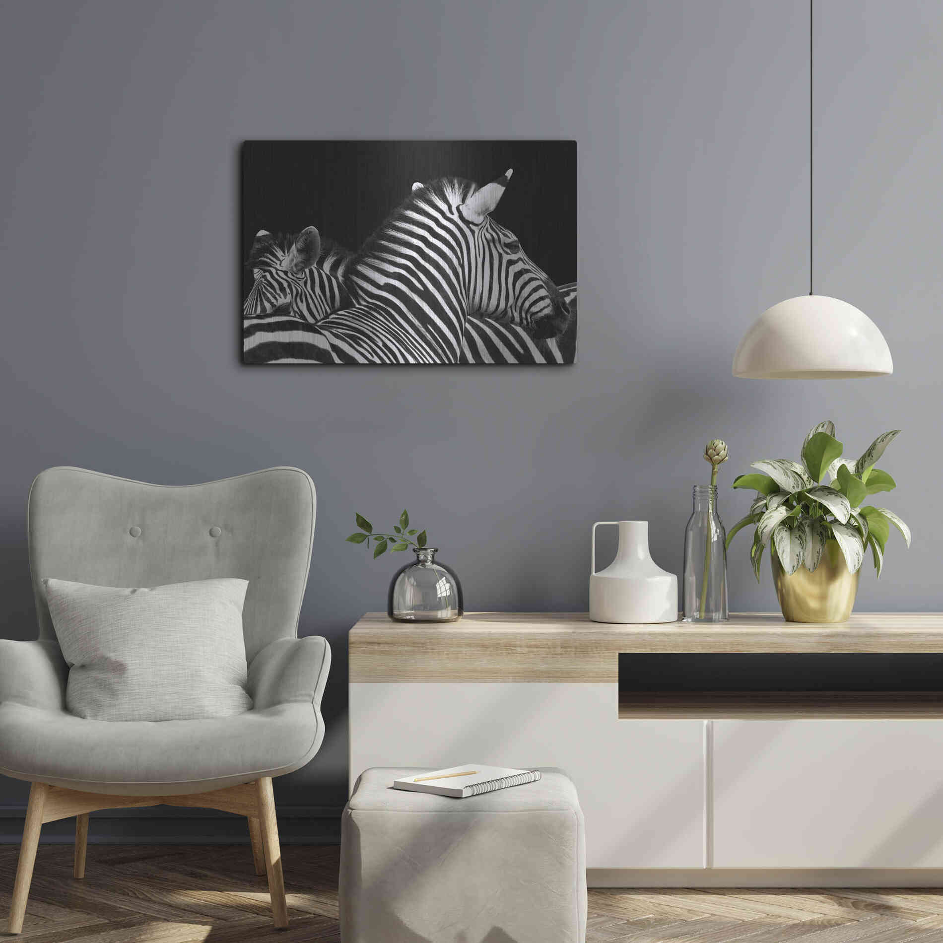 Luxe Metal Art 'Zebra I' by Debra Van Swearingen, Metal Wall Art,24x16