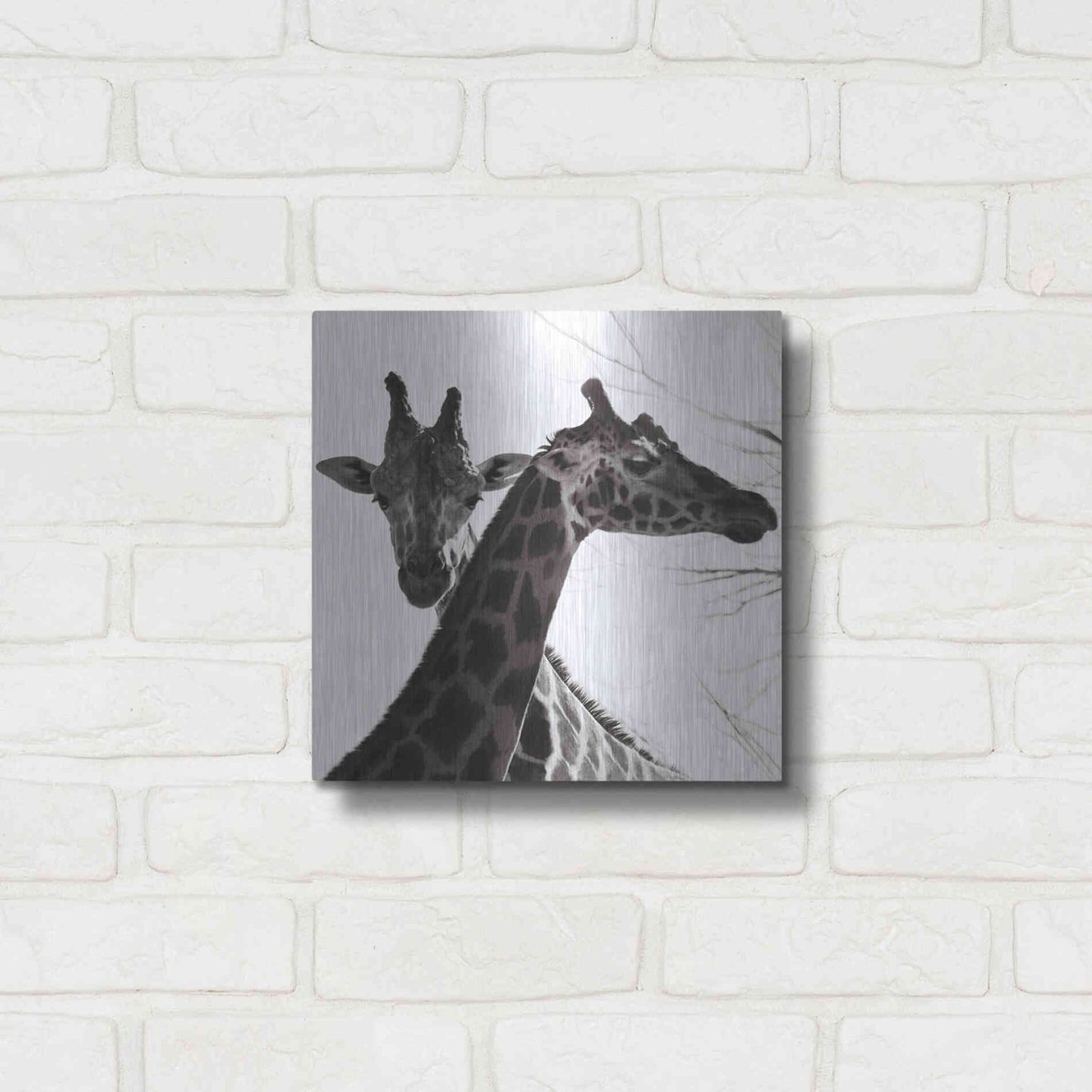 Luxe Metal Art 'Giraffe II' by Debra Van Swearingen, Metal Wall Art,12x12