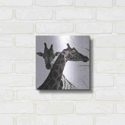 Luxe Metal Art 'Giraffe II' by Debra Van Swearingen, Metal Wall Art,12x12