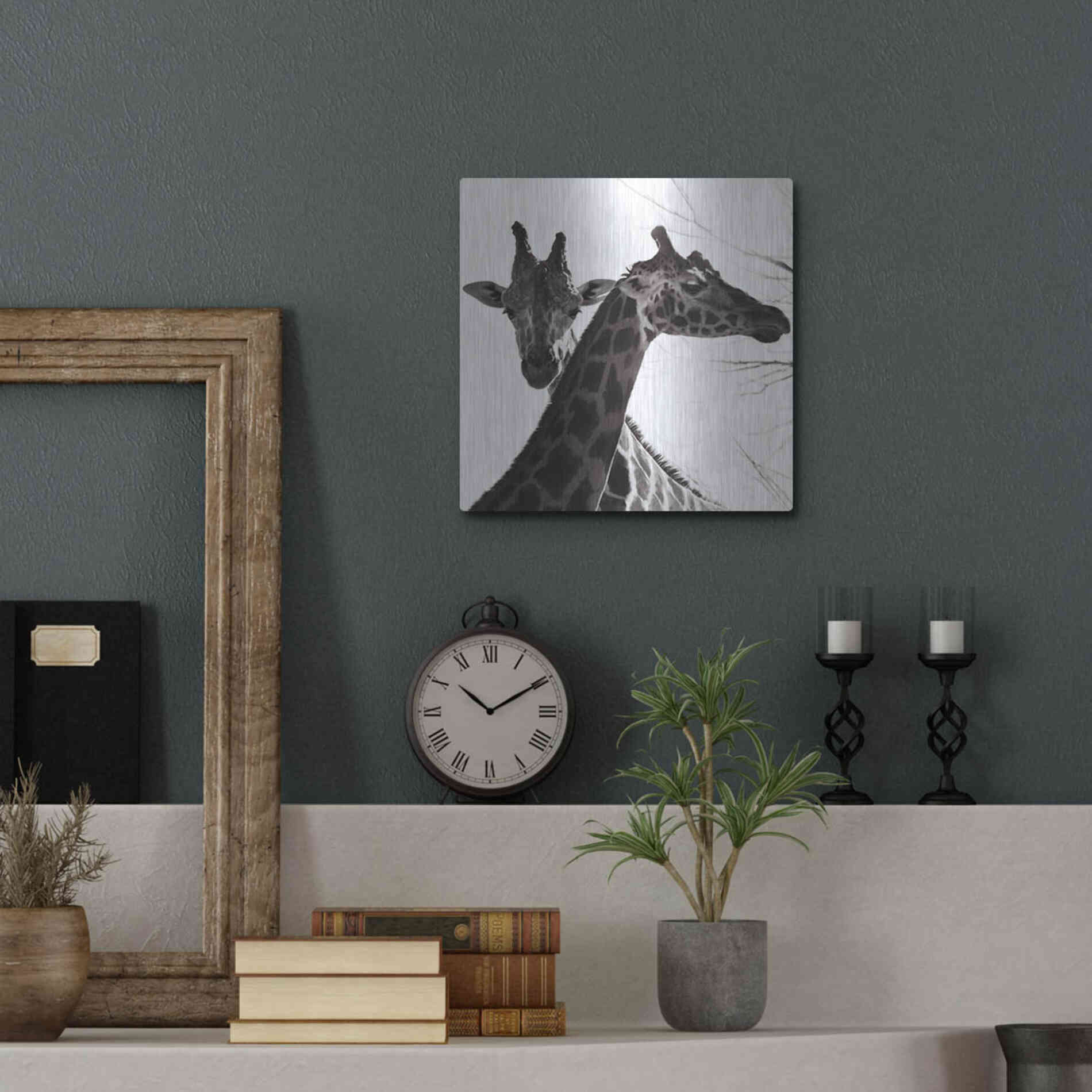 Luxe Metal Art 'Giraffe II' by Debra Van Swearingen, Metal Wall Art,12x12