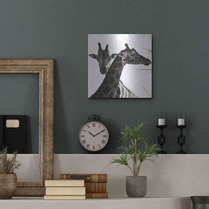 Luxe Metal Art 'Giraffe II' by Debra Van Swearingen, Metal Wall Art,12x12