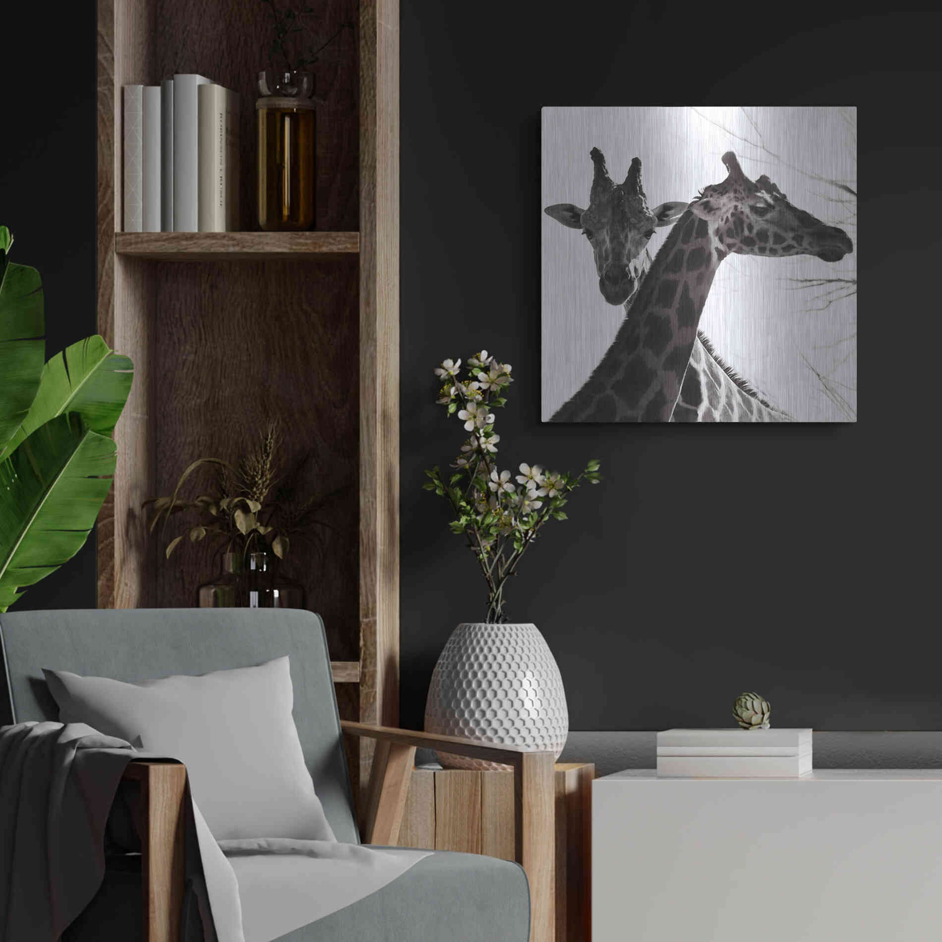 Luxe Metal Art 'Giraffe II' by Debra Van Swearingen, Metal Wall Art,24x24