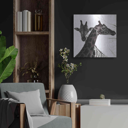Luxe Metal Art 'Giraffe II' by Debra Van Swearingen, Metal Wall Art,24x24