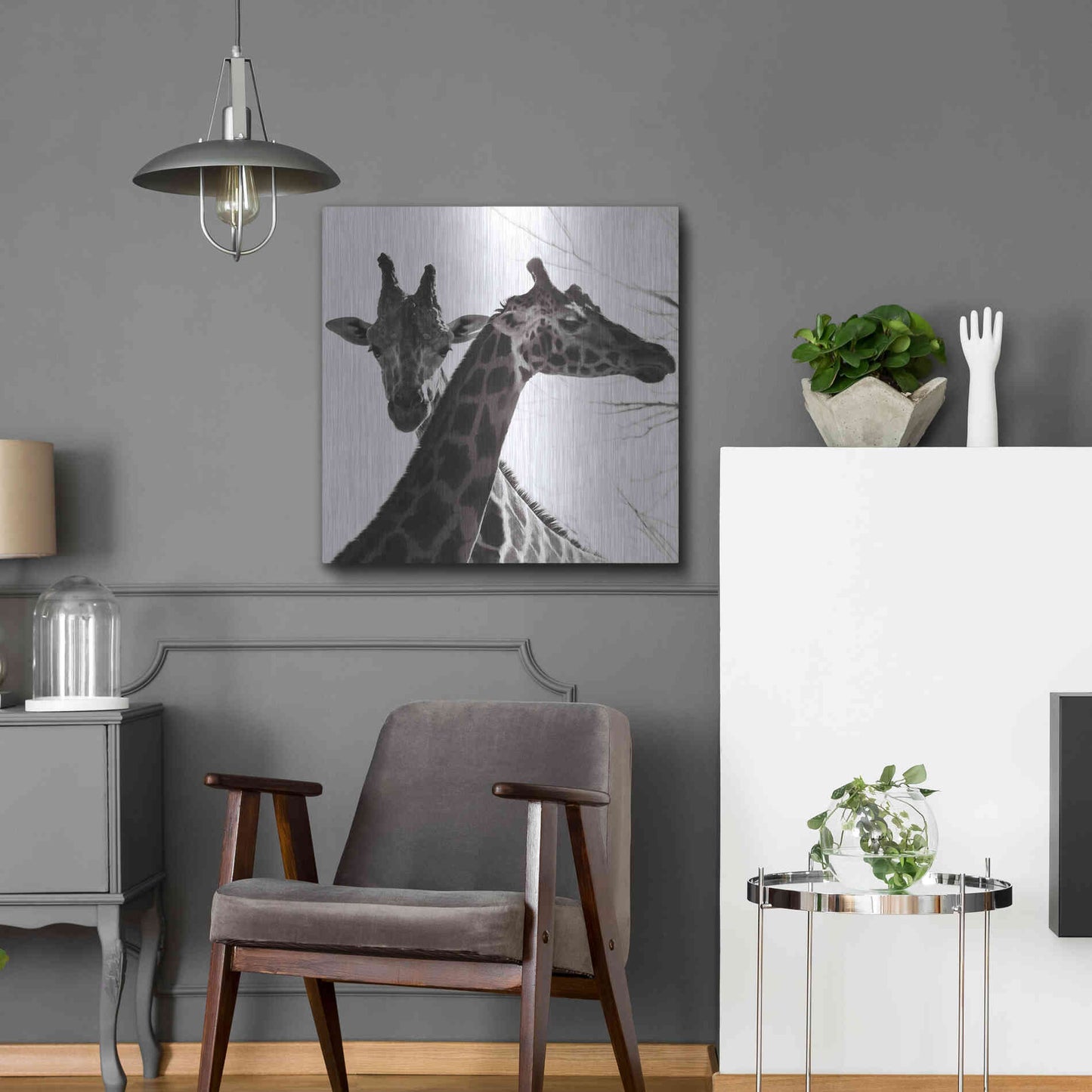 Luxe Metal Art 'Giraffe II' by Debra Van Swearingen, Metal Wall Art,24x24