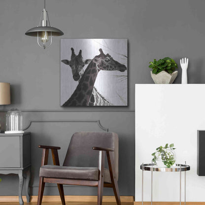Luxe Metal Art 'Giraffe II' by Debra Van Swearingen, Metal Wall Art,24x24