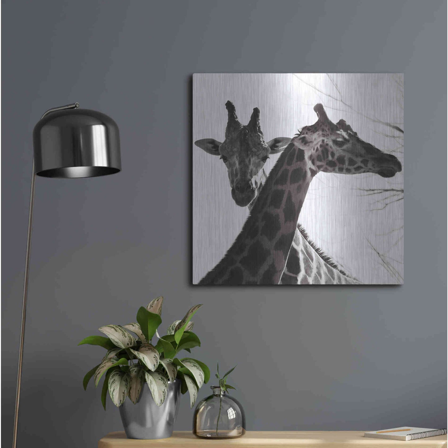 Luxe Metal Art 'Giraffe II' by Debra Van Swearingen, Metal Wall Art,24x24