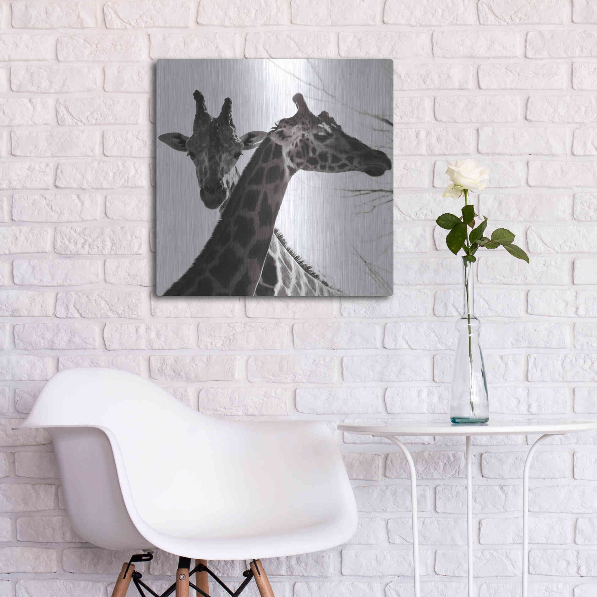 Luxe Metal Art 'Giraffe II' by Debra Van Swearingen, Metal Wall Art,24x24
